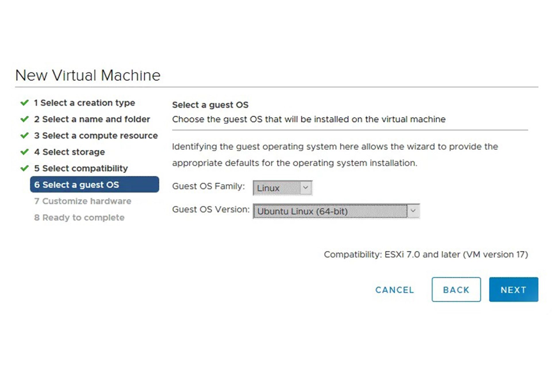 ساخت سرور مجازی با استفاده از VMware vSphere Client مرحله هشتم