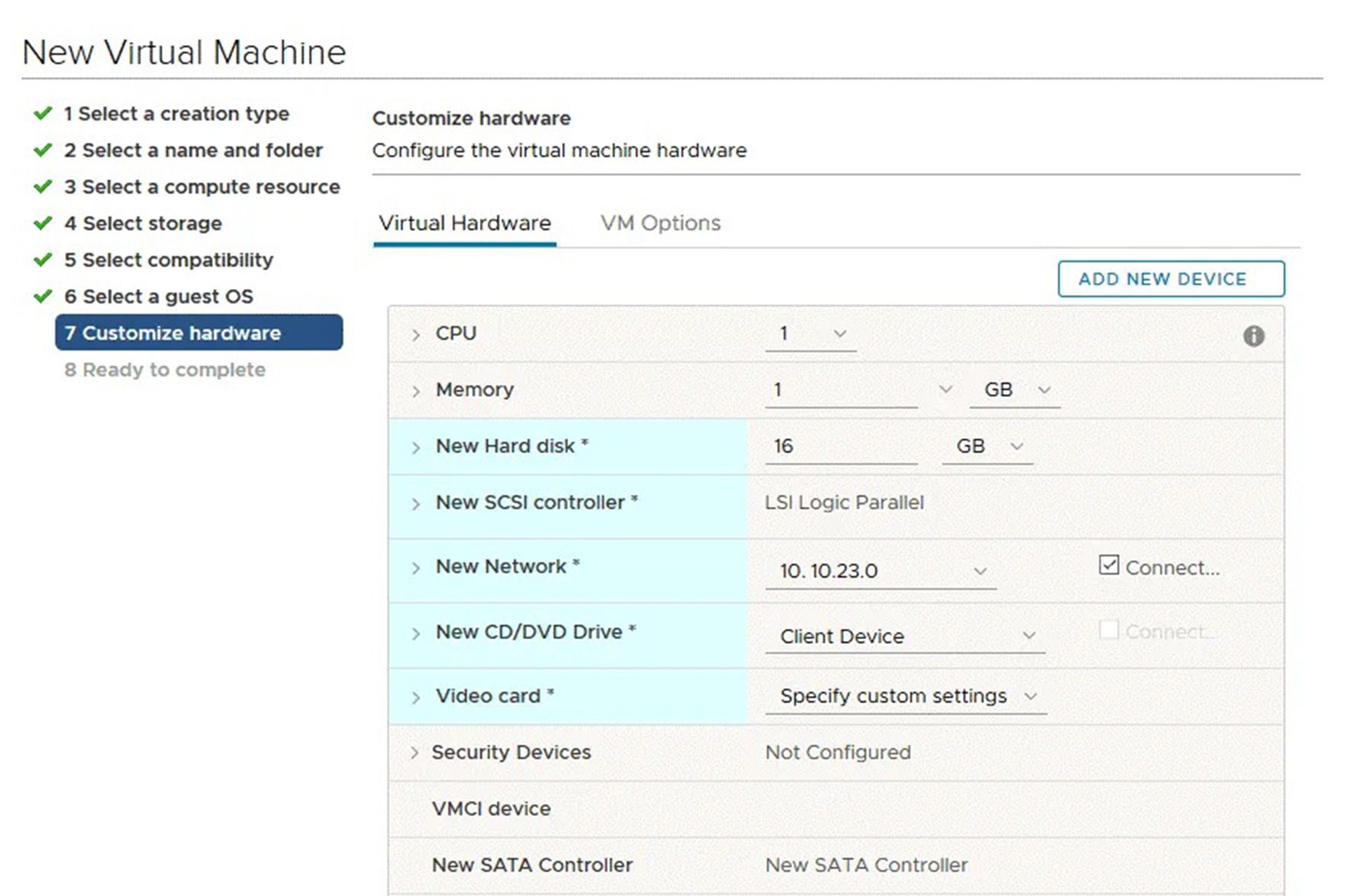 ساخت سرور مجازی با استفاده از VMware vSphere Client مرحله نهم