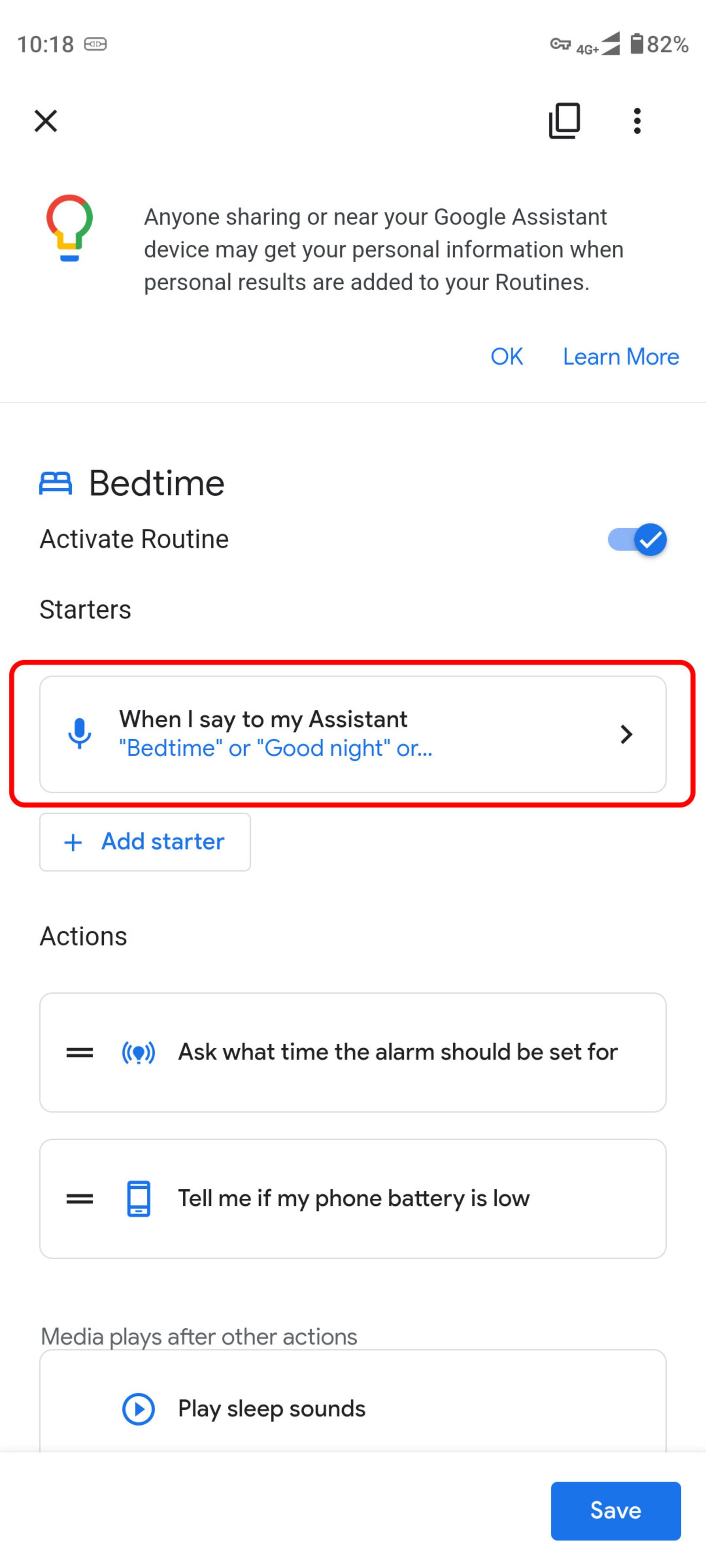تعریف کردن دستورات زمان خواب در دستیار گوگل (google assistant)