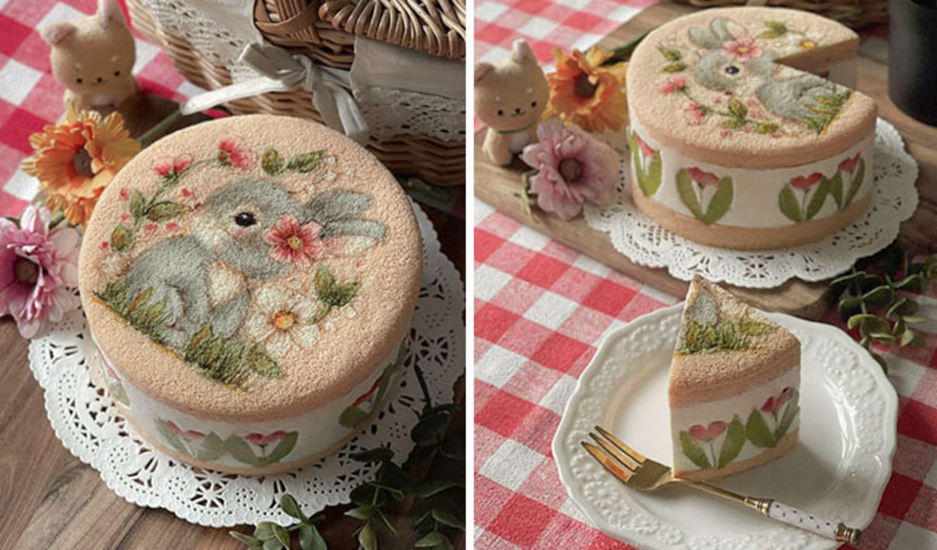 کیک با طراحی چاپ خرگوش
