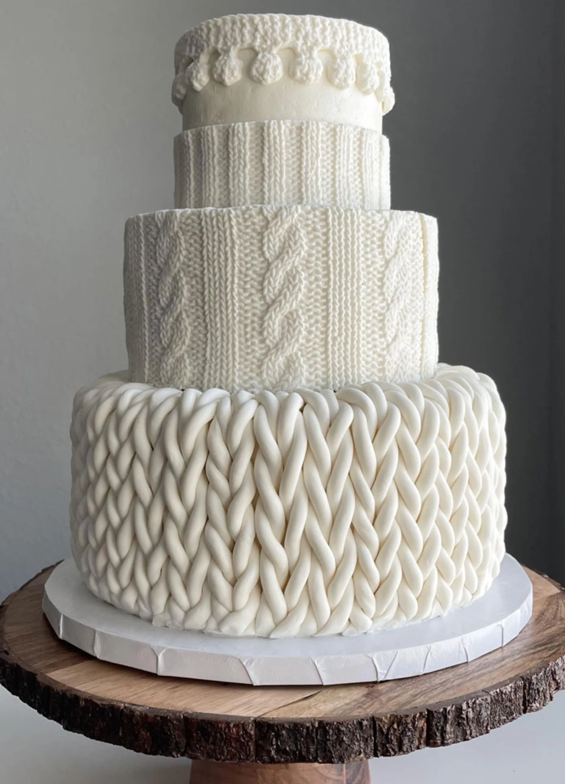 کیک عروسی بافتنی سفید