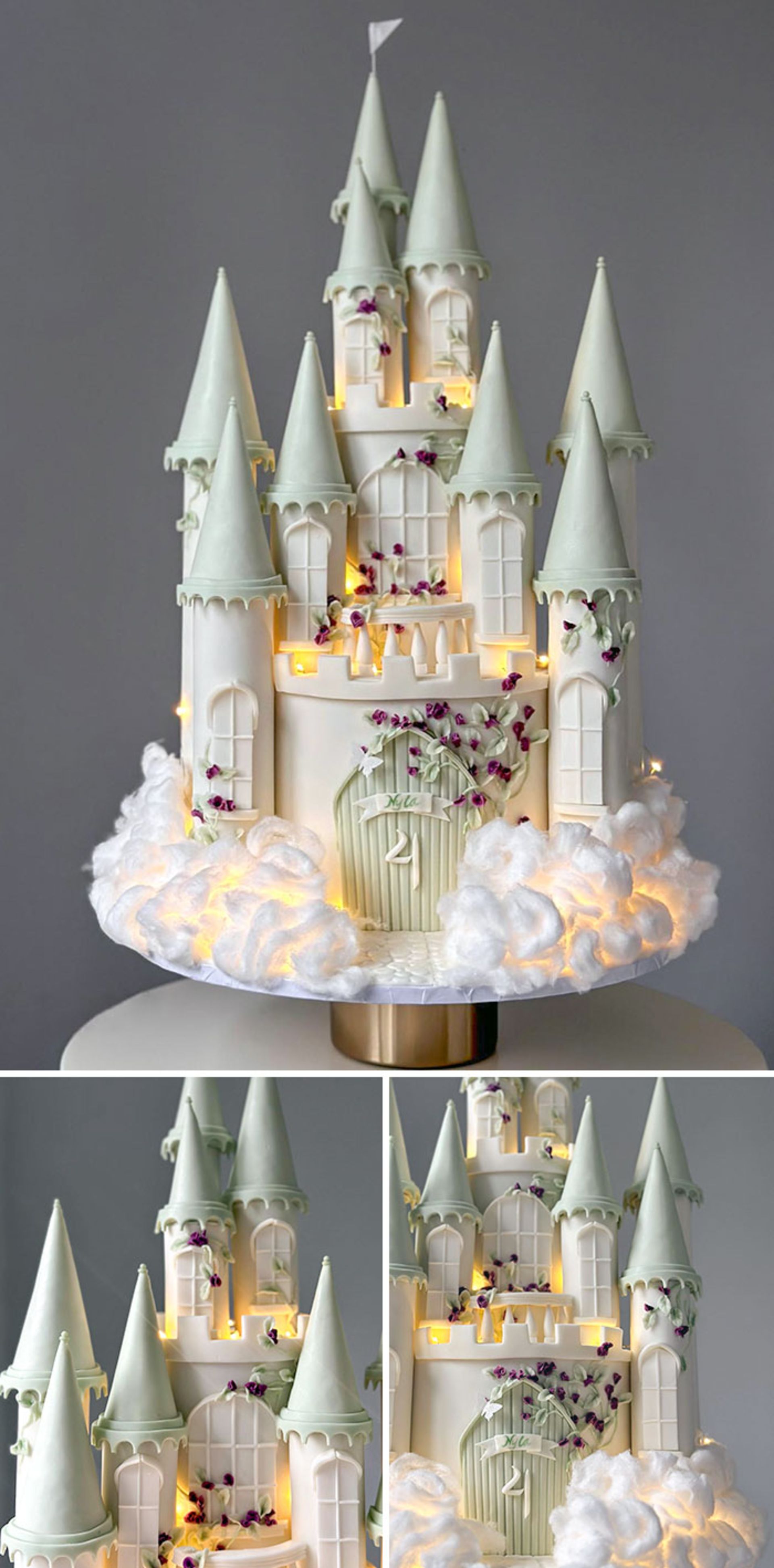 کیک قصر سفید نورانی