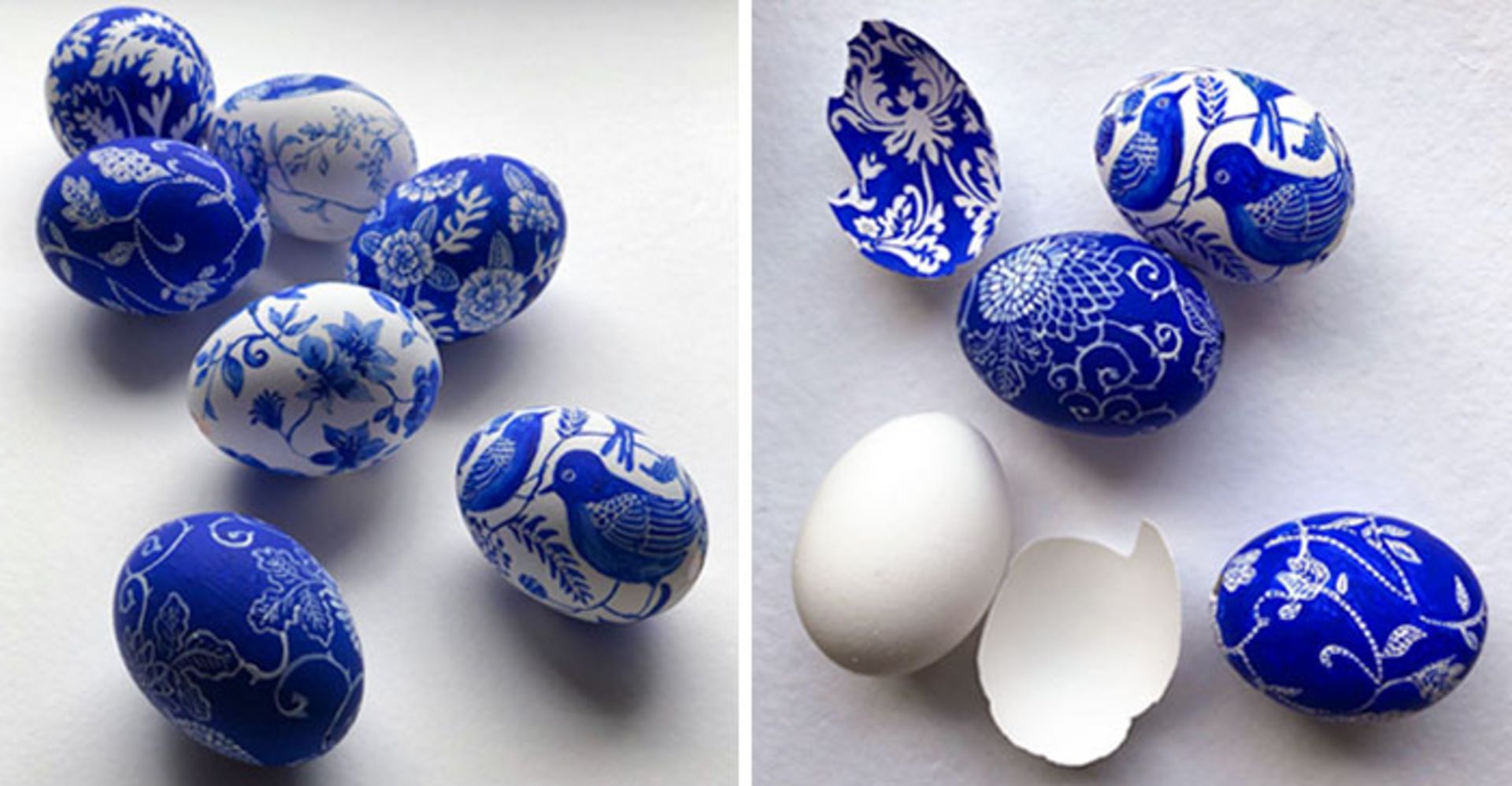 تخم‌مرغ رنگی سنتی آبی سفید