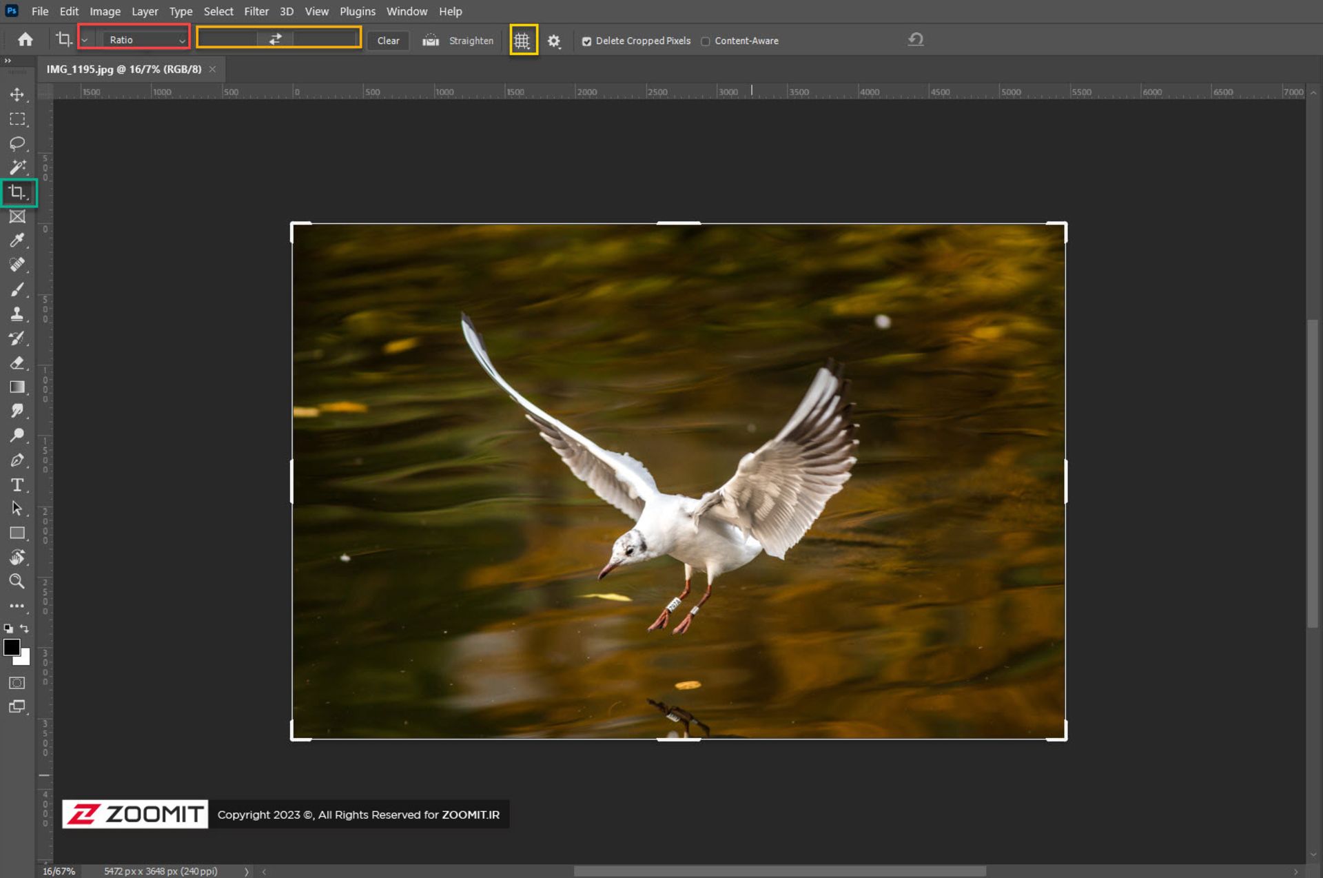 ابزار crop در فتوشاپ