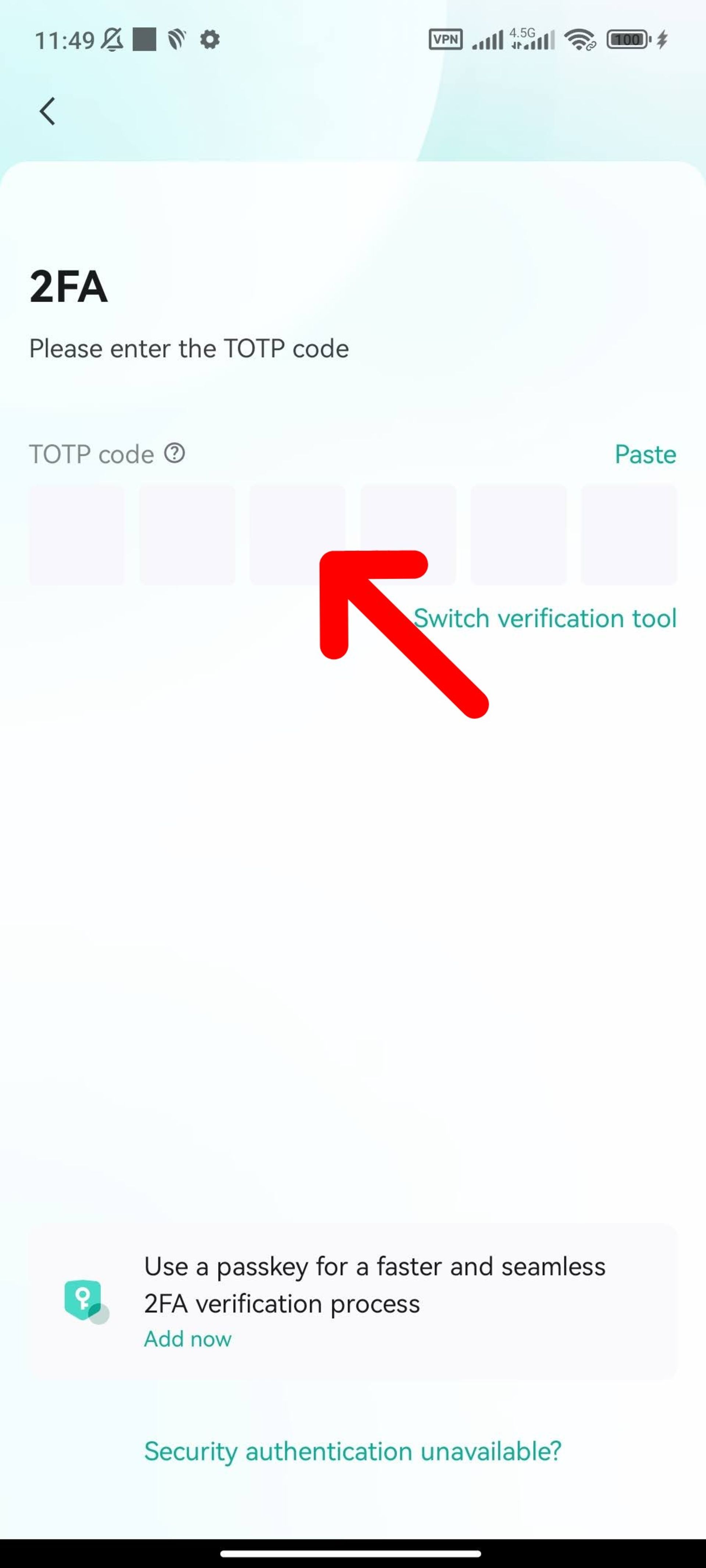 وارد کردن کد 2fa برای برداشت از صرافی رمزارز