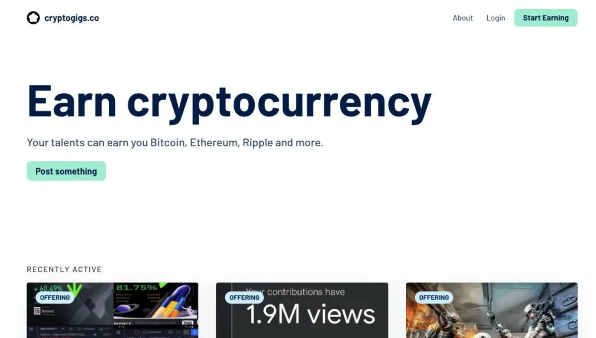 CryptoGigs website