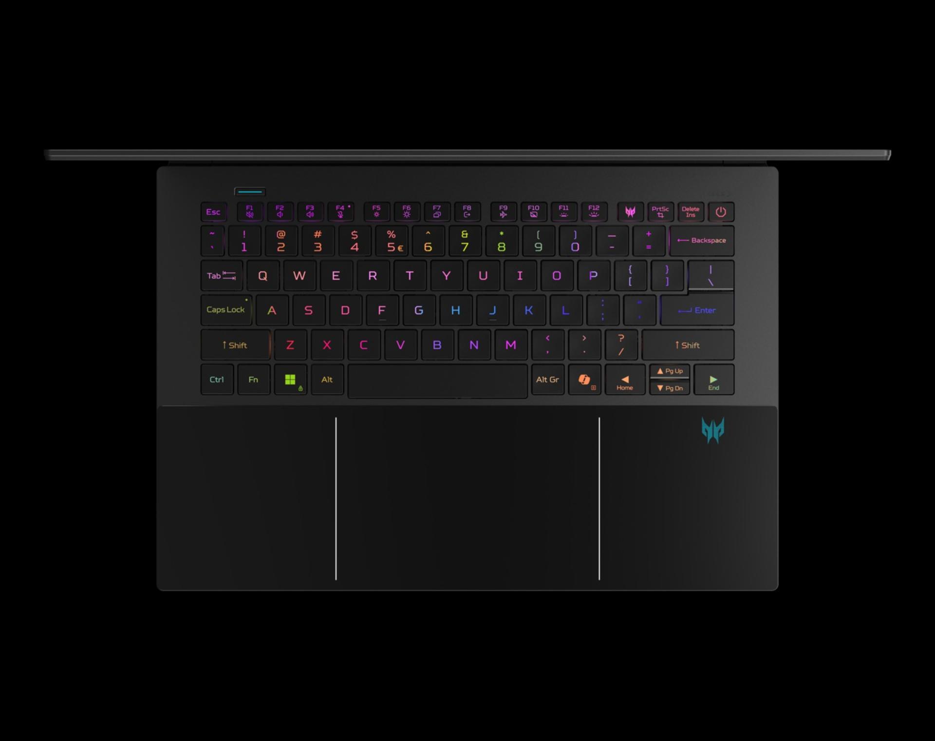 کیبورد لپ‌تاپ ایسر Predator 14 AI از بالا