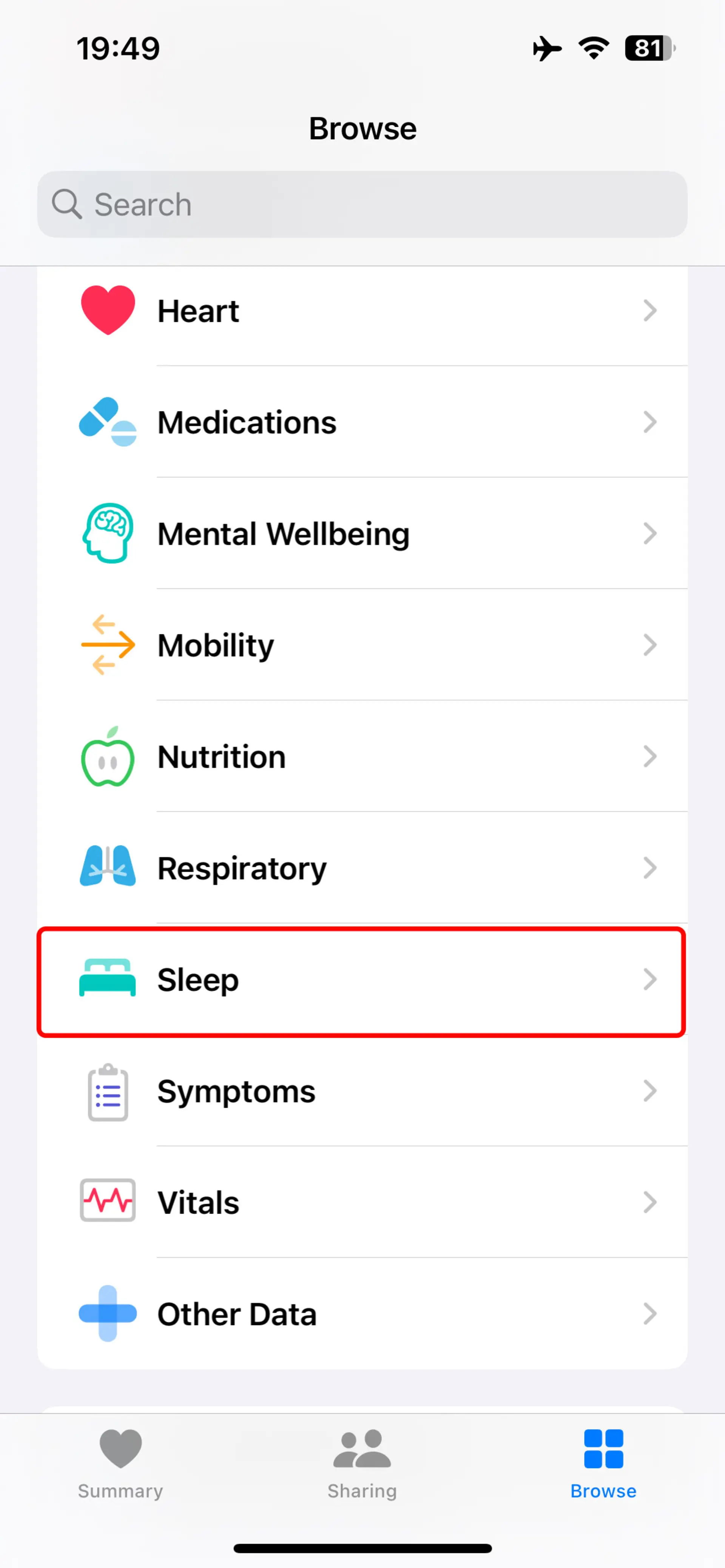 انتخاب گزینه Sleep