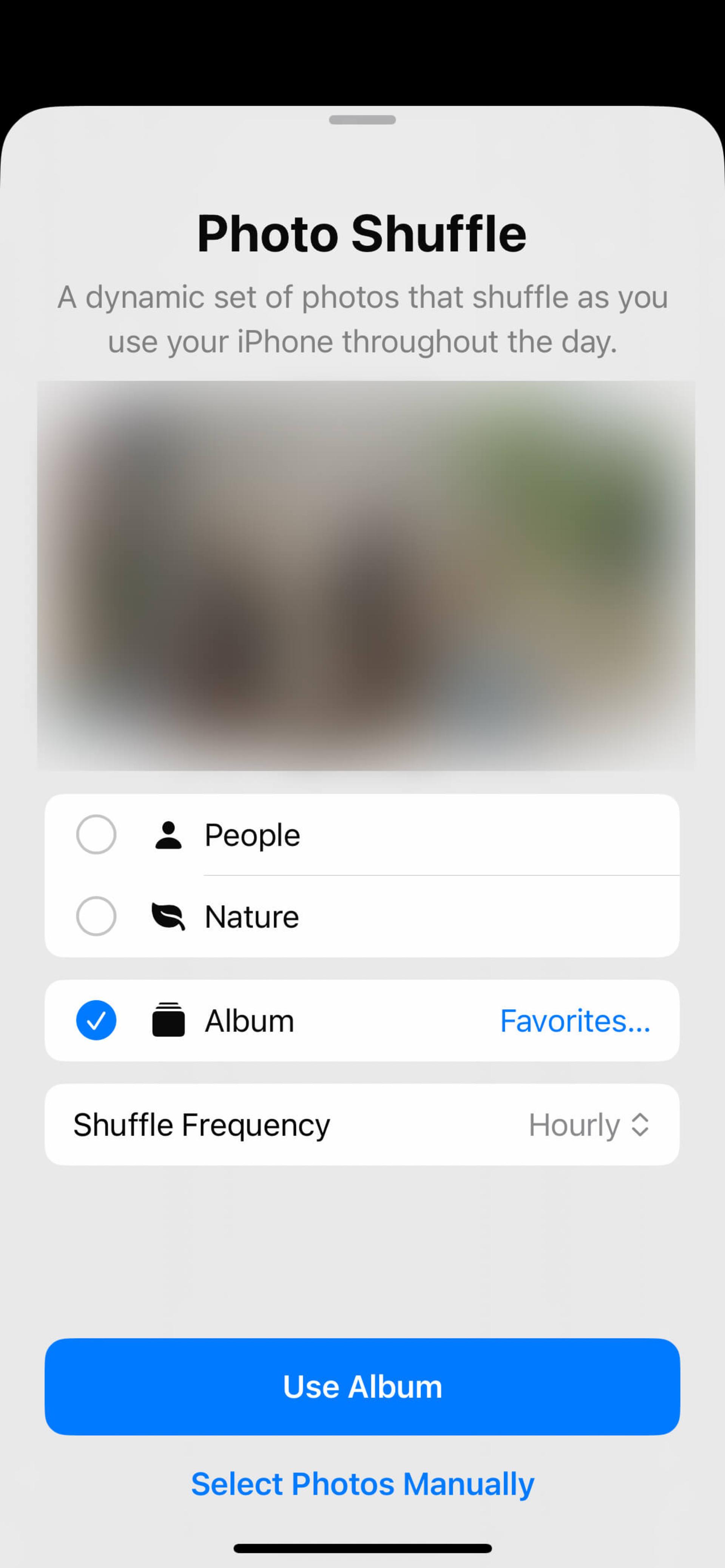 انتخاب آلبوم برای ساخت Photo Shuffle