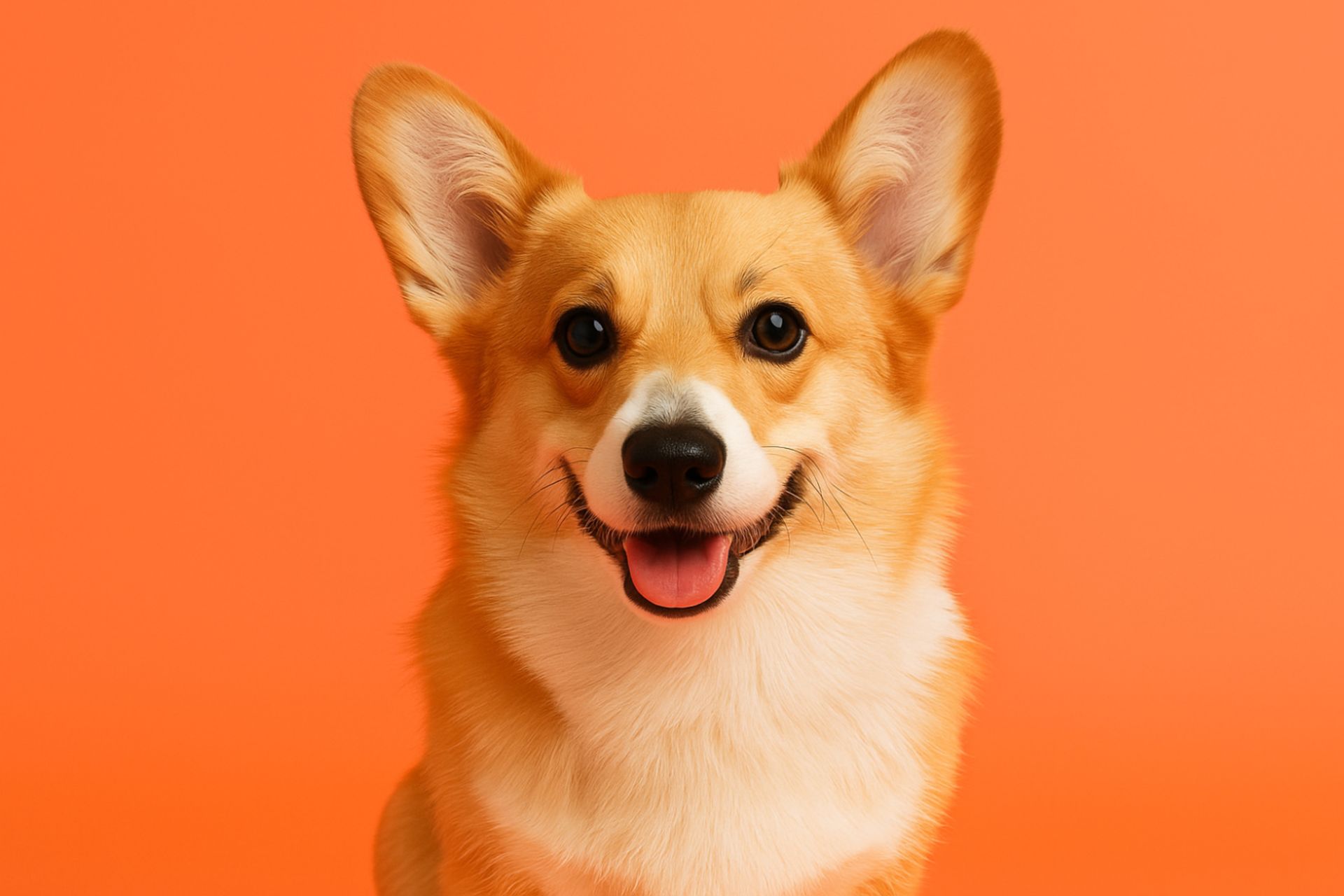 تصویرسازی سگ طلایی رنگ خندان در پس زمینه هلویی روشن