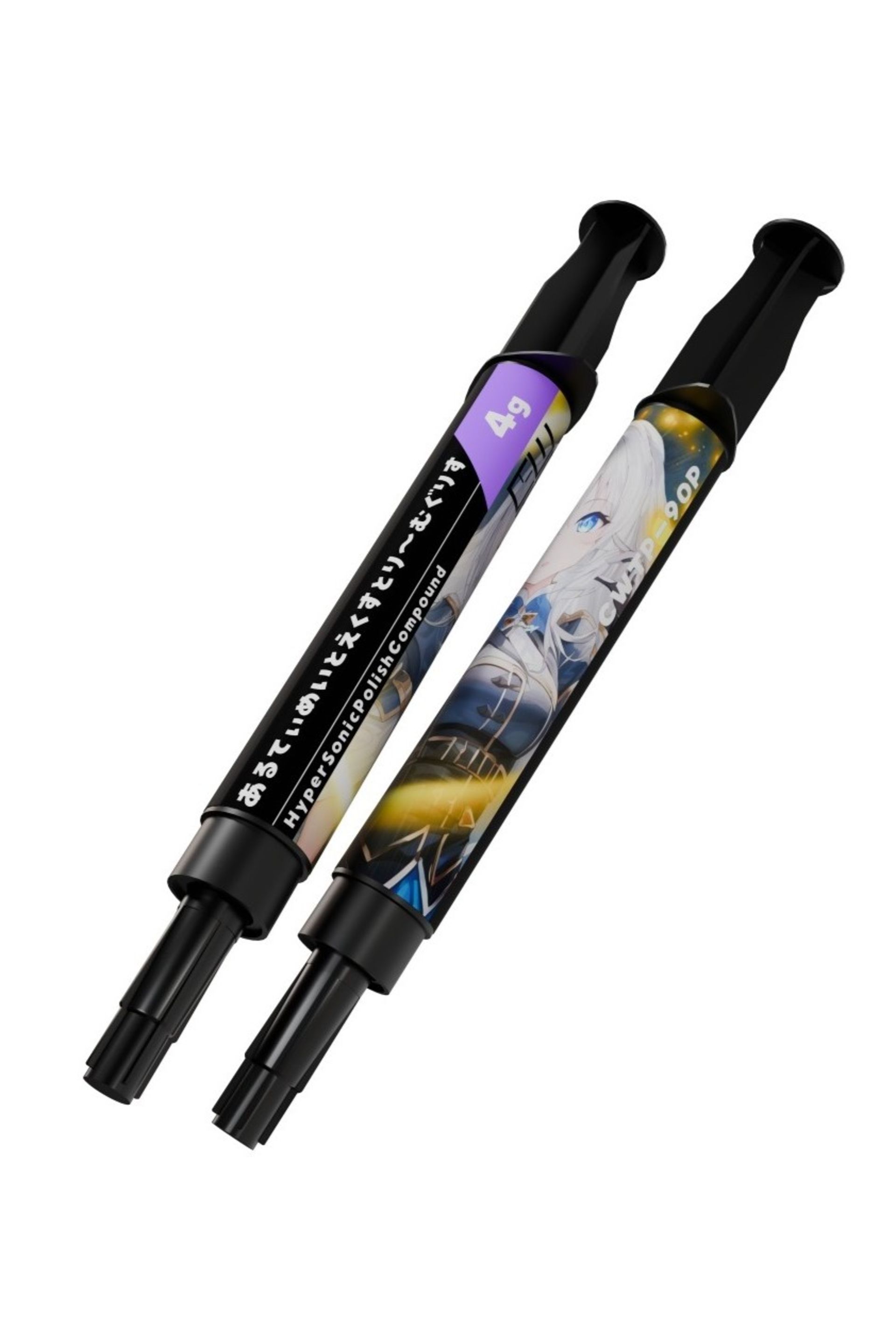 دو سرنگ از خمیر حرارتی معطر با پس‌زمینه‌ی سفید