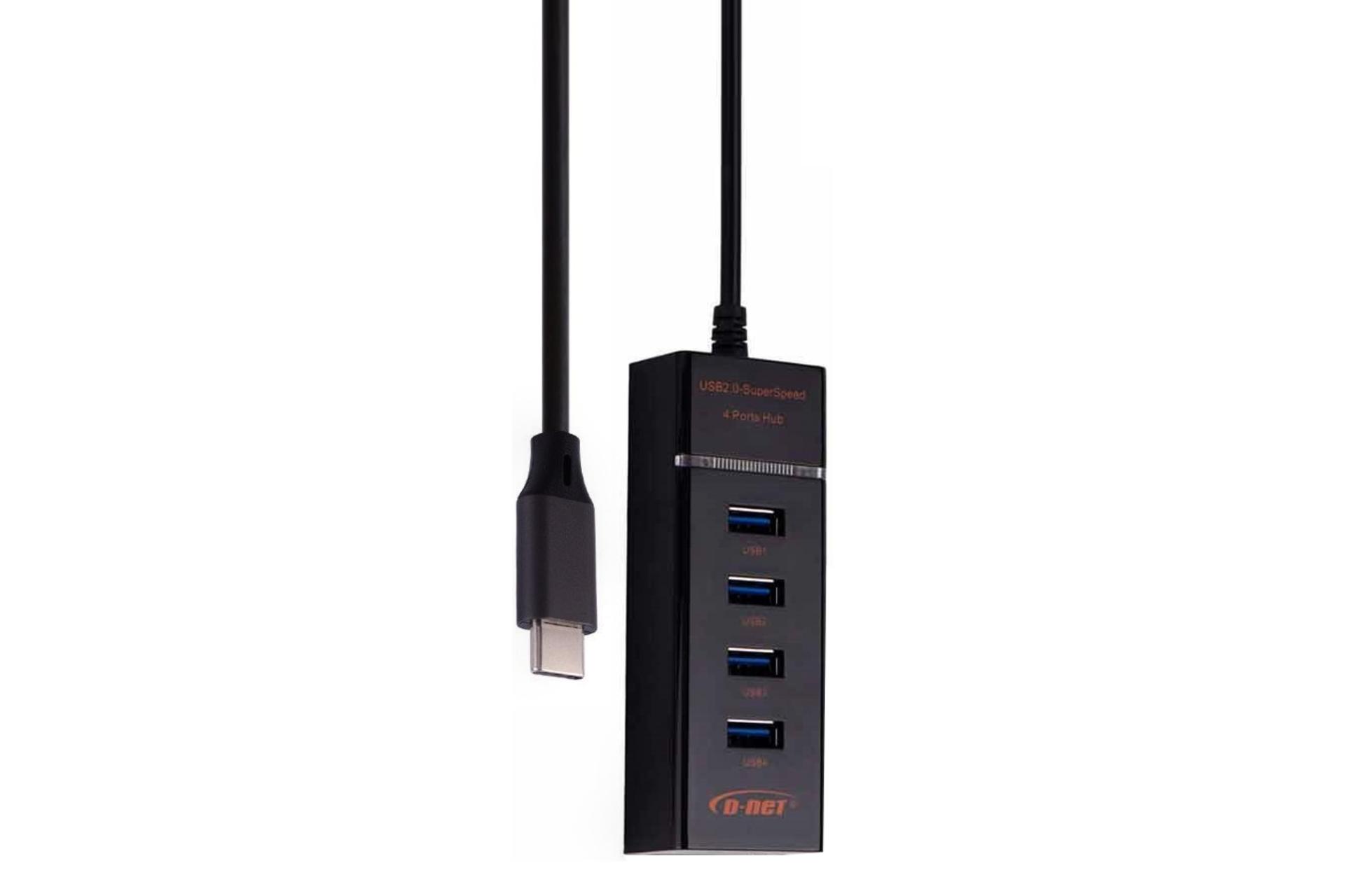 هاب USB هاب USB-C دی نت 4 پورت مدل DT-423 120CM مشکی