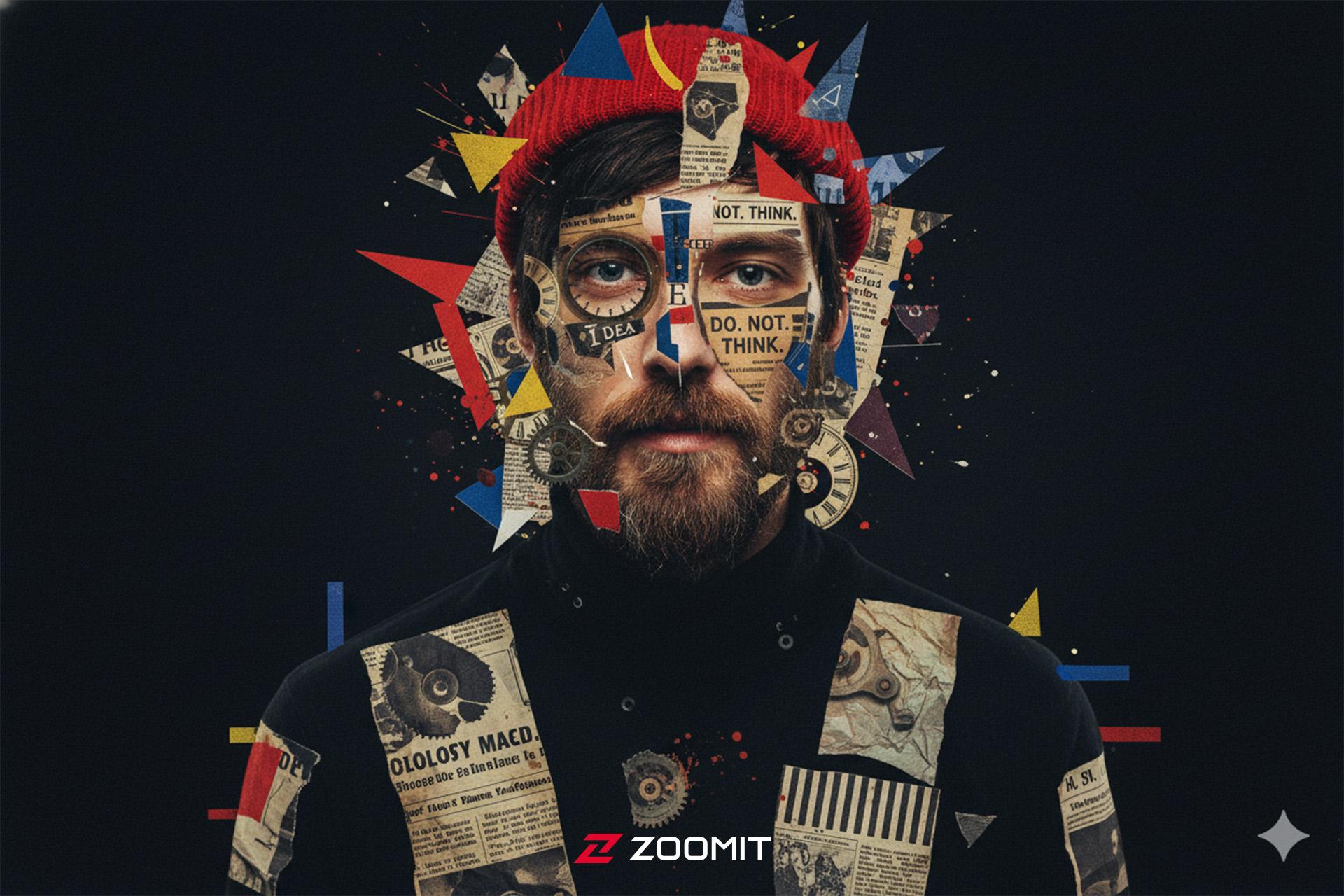 پرتره یک مرد با استایل کلاژ - هوش مصنوعی