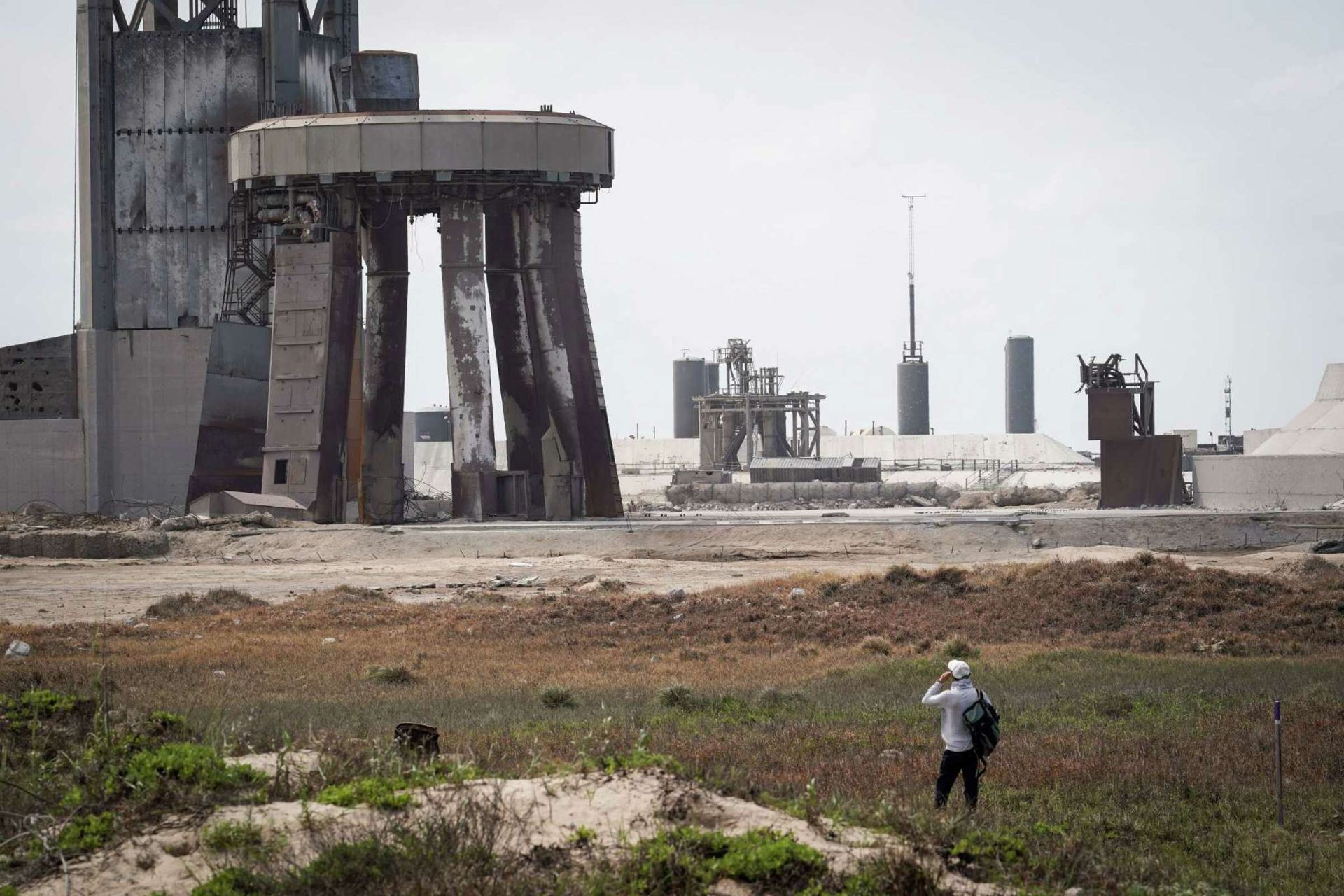 The damaged launch pad of the SpaceX Starship rocket