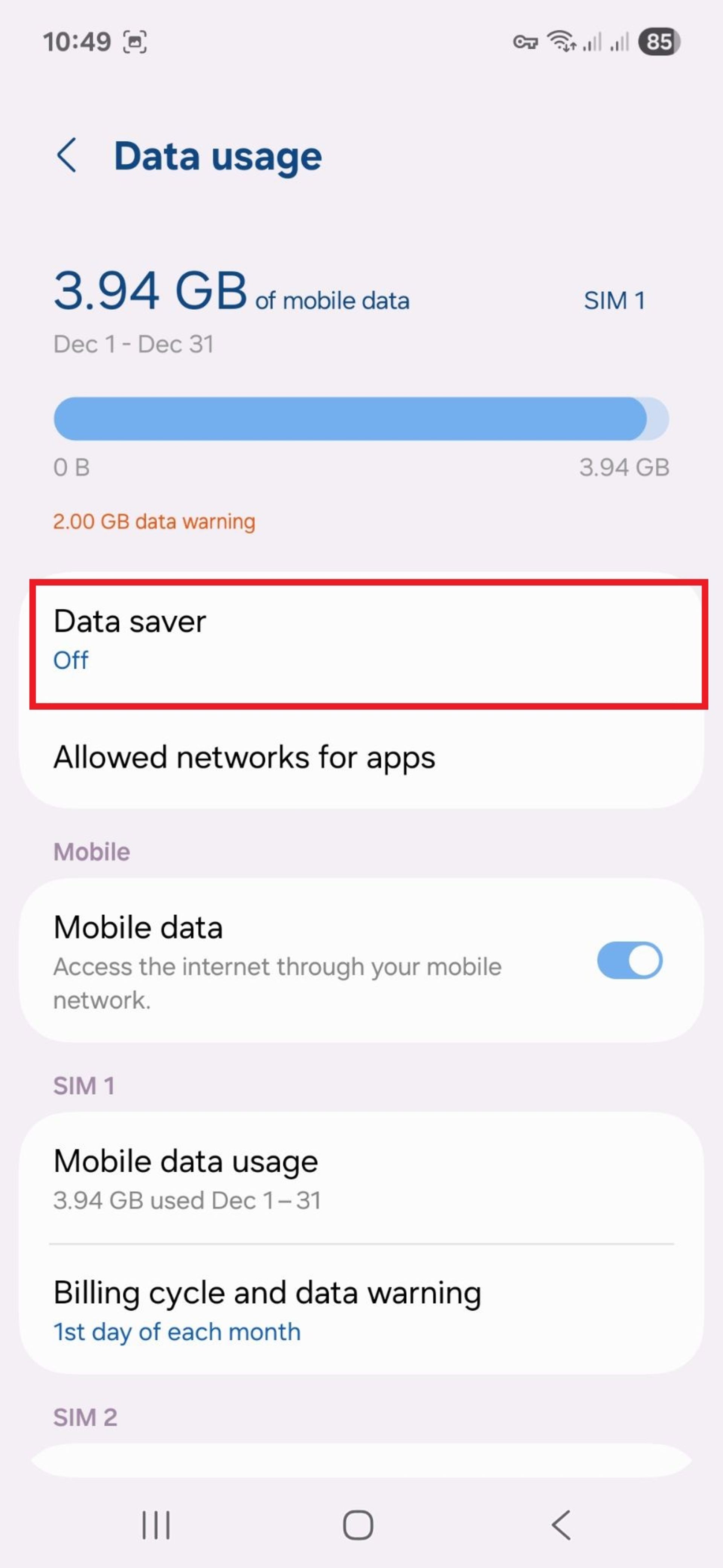Data saver در اندروید