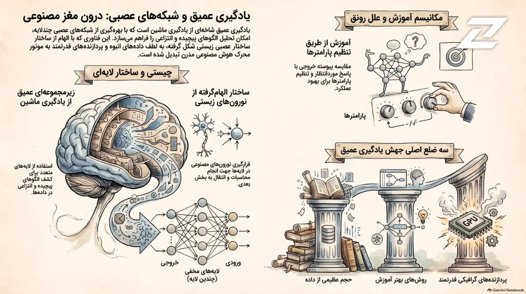 ساختار شبکه‌های عصبی و مکانیزم آموزش پارامترها در یادگیری عمیق (Deep Learning)