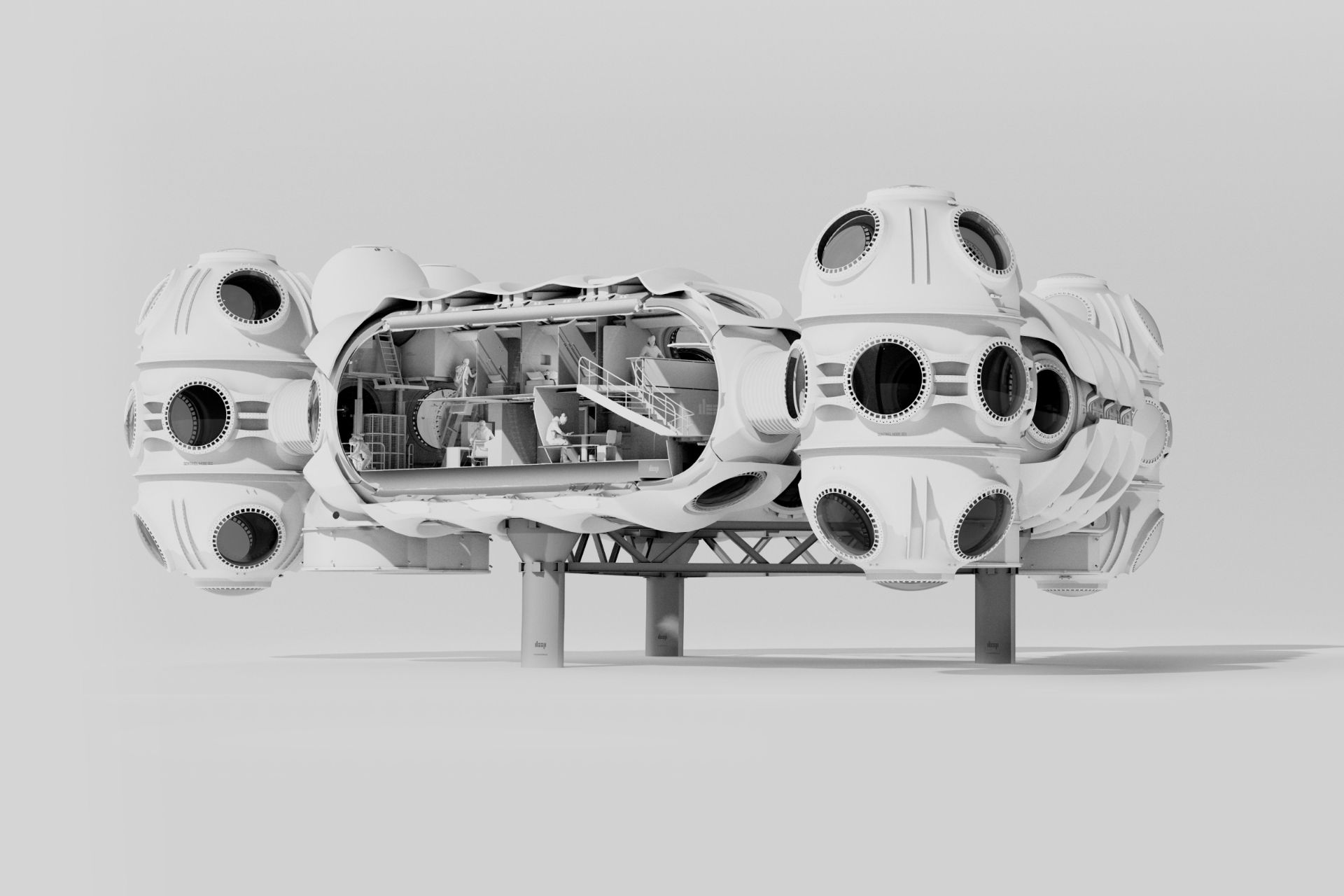 تصویرسازی فضای داخلی سکونتگاه‌های دائمی زیرآبی شرکت دیپ