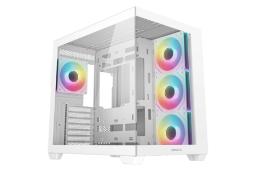 نمای نیمرخ کیس کامپیوتر دیپ کول CG530 4F با نمایش پنل جلو و سمت چپ رنگ سفید