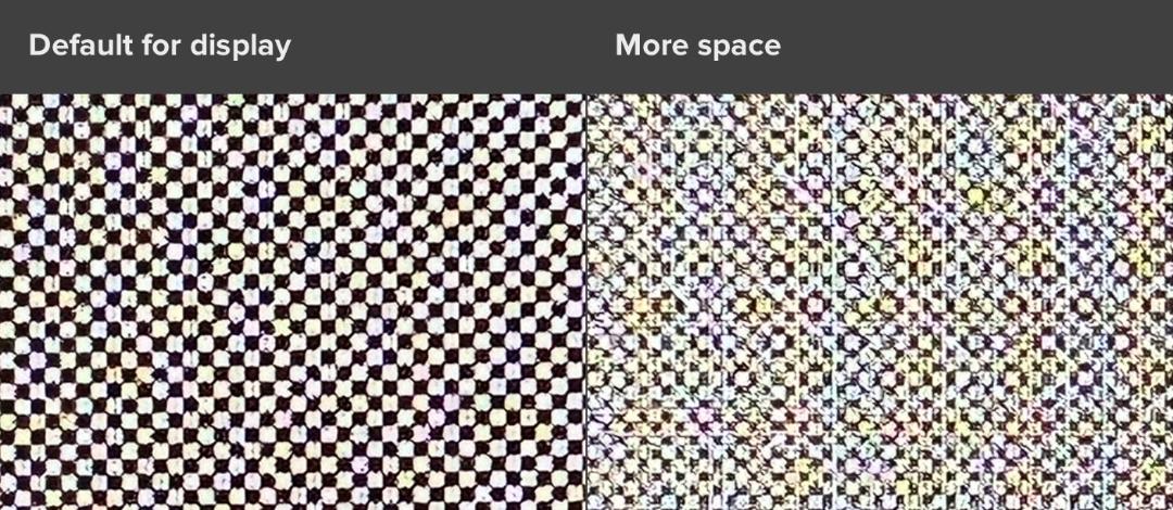 مقایسه مقیاس‌دهی پیش‌فرض و More Space در سیستم عامل مک روی مک بوک پرو ۱۴ اینچی