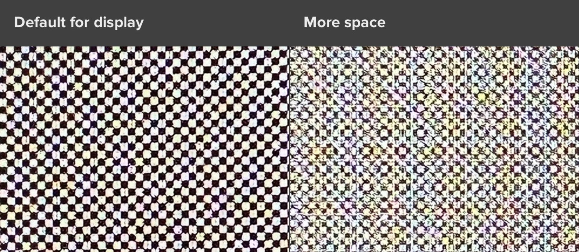مقایسه مقیاس‌دهی پیش‌فرض و More Space در سیستم عامل مک روی مک بوک پرو ۱۴ اینچی