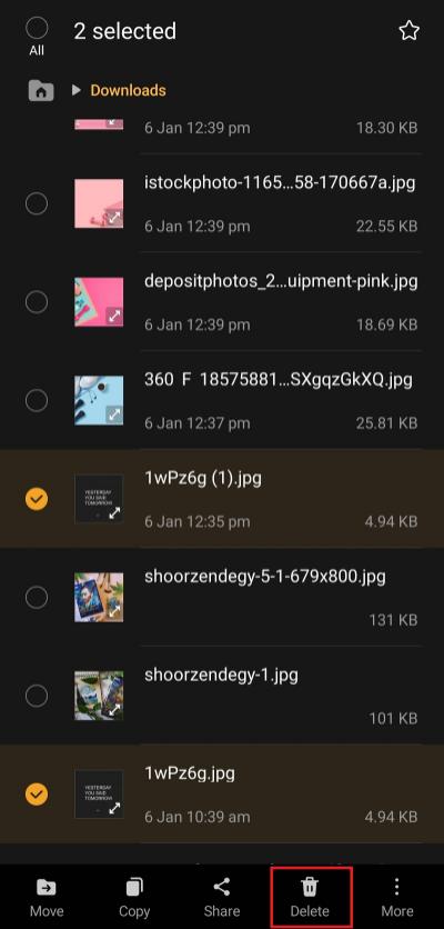 Free up Android storage space by deleting Downloads files