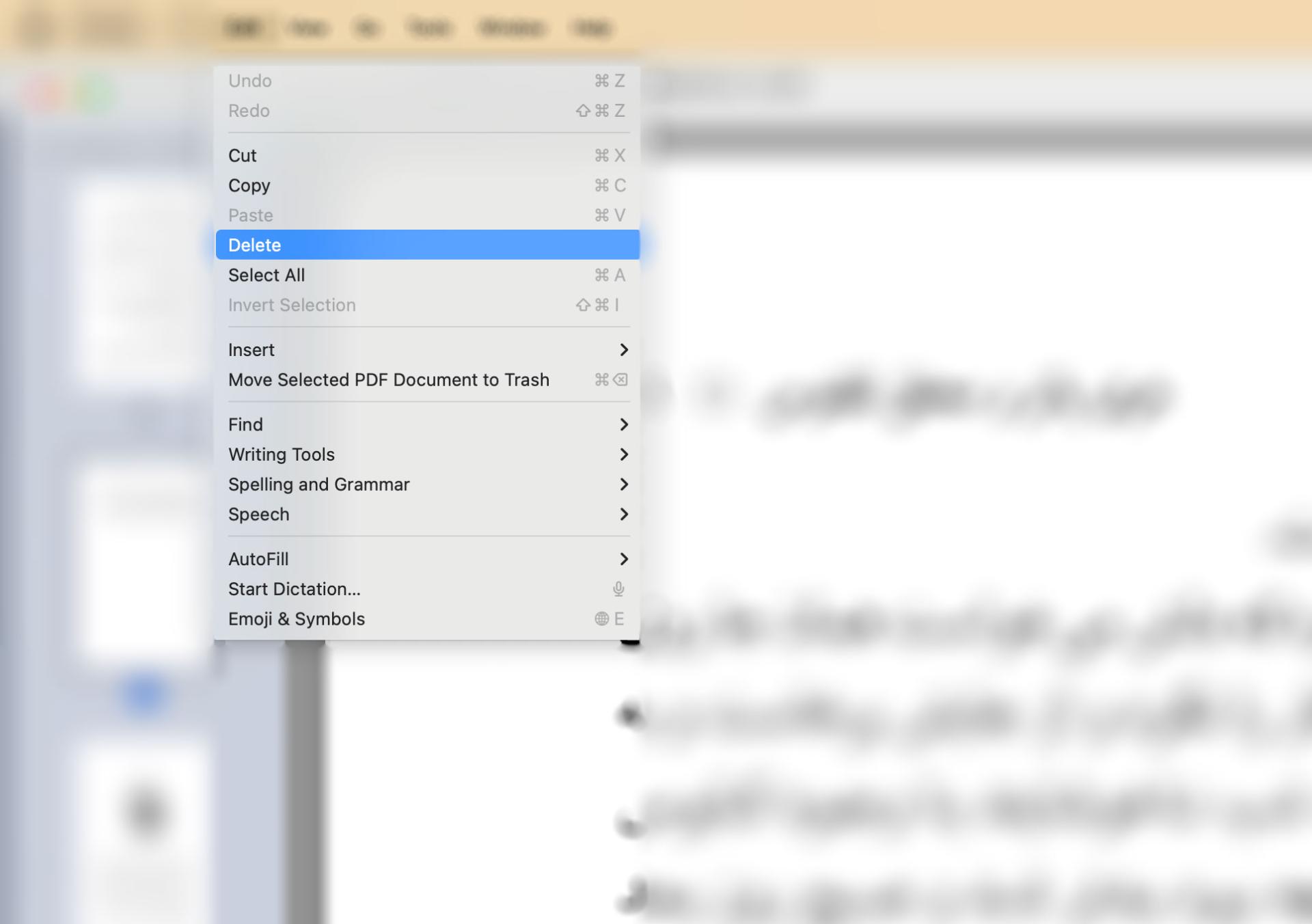 حذف صفحه‌ی پی دی اف در macOS