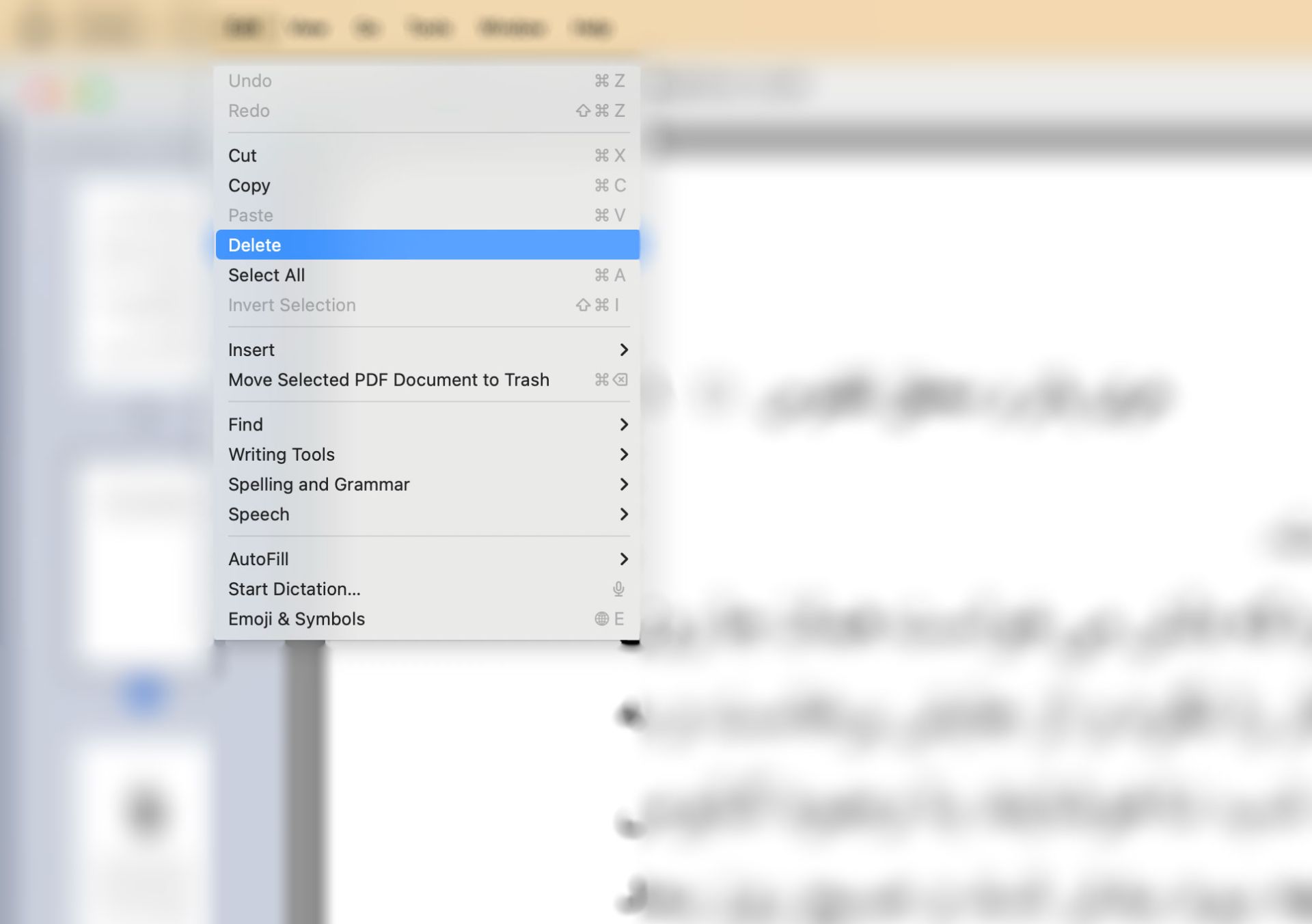 حذف صفحه‌ی پی دی اف در macOS