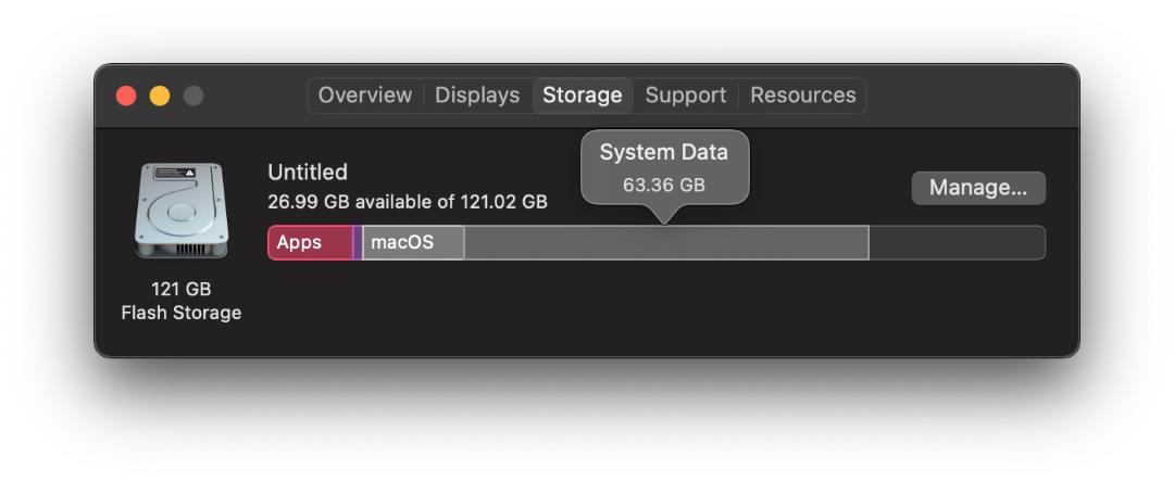 نمایش فضای System Data در مک 
