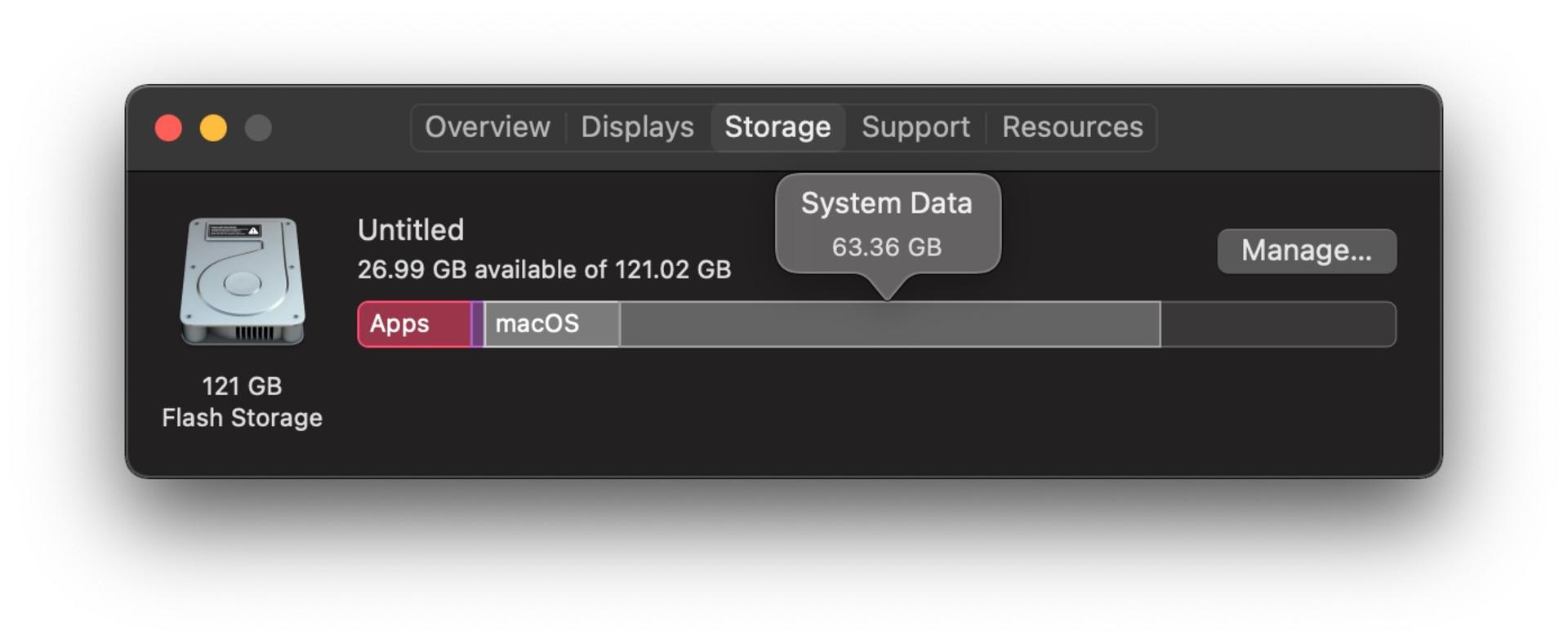 نمایش فضای System Data در مک 