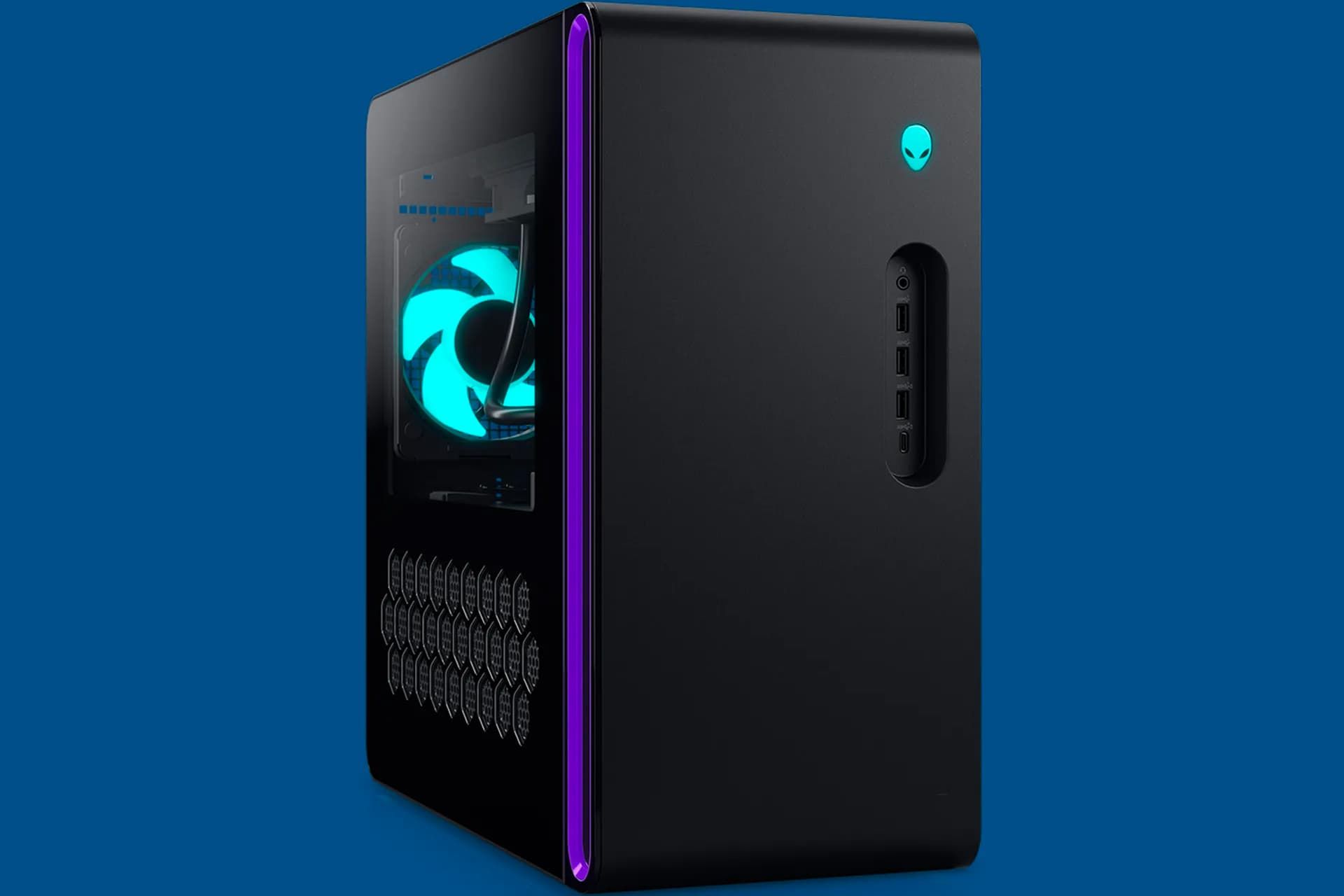 نمای سه رخ جلو کامپیوتر Alienware Aurora 16 الین ور