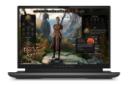 نمای رو به روی لپ تاپ الین ویر m16 R1 دل / Dell Alienware m16 R1 با نمایشگر روشن و نمایش لبه‌ی جلویی و لوگو