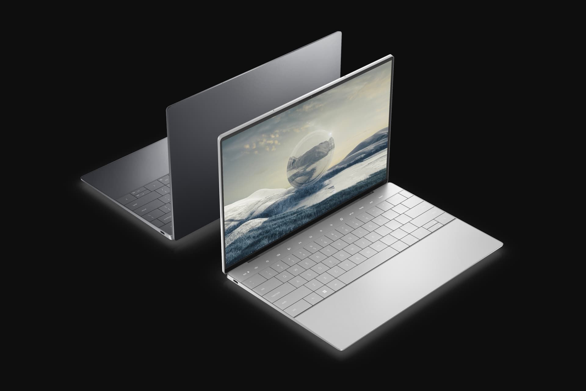 لپ تاپ Dell XPS 13 Plus 2023 از نمای پشت و جلو