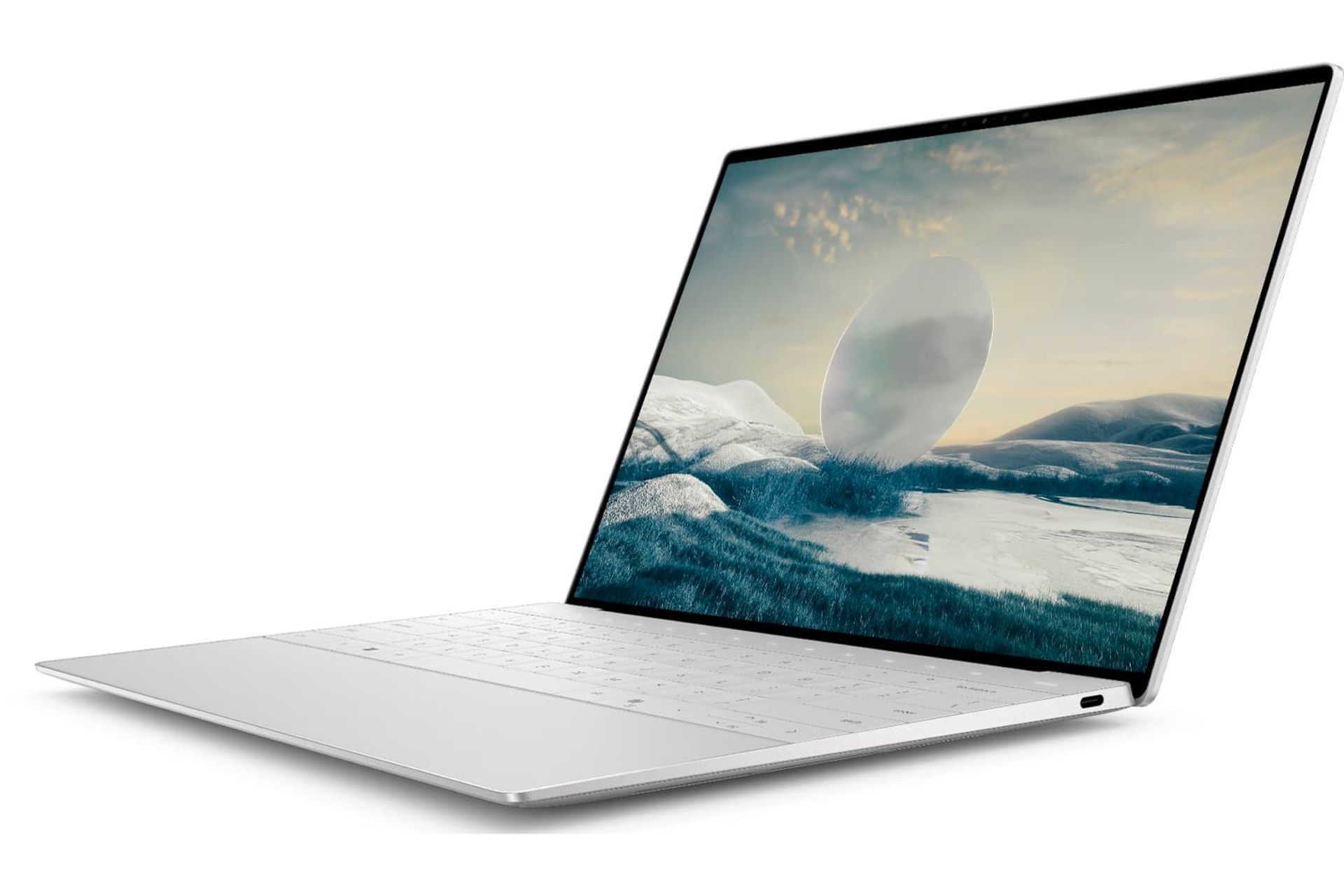 لپ تاپ دل Dell XPS 2024 مدل نقره ای نمای کناری جلو