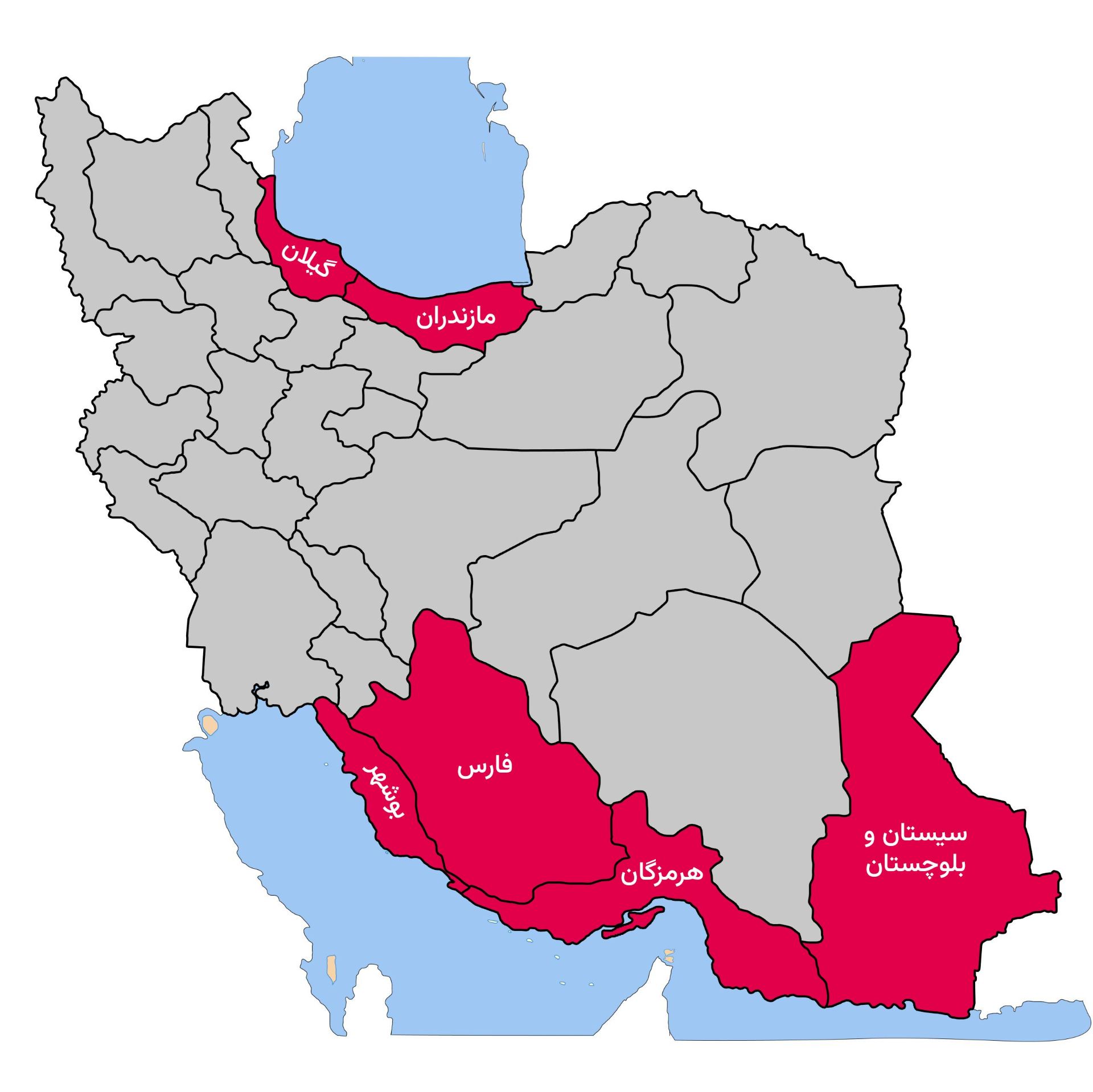 نقشه شیوع تب دنگی در ایران
