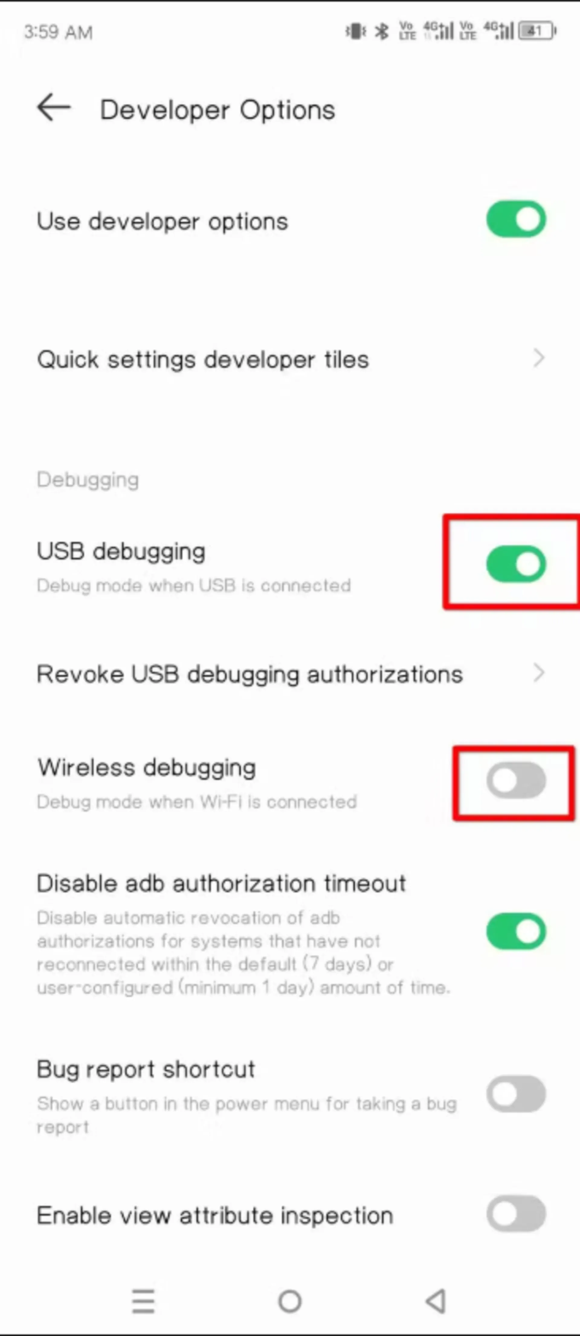 Developer option در اندروید