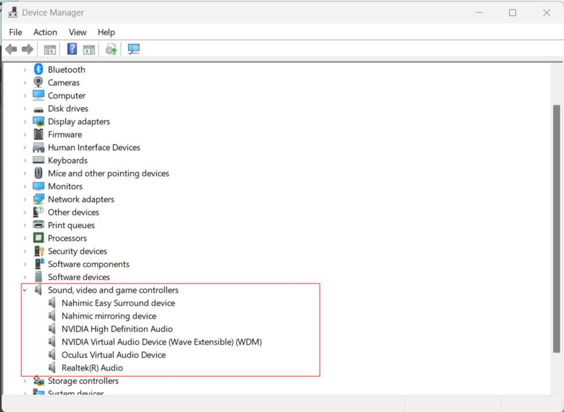 صفحه Device manager ویندوز ۱۱ و مشخصات سخت افزار صوتی