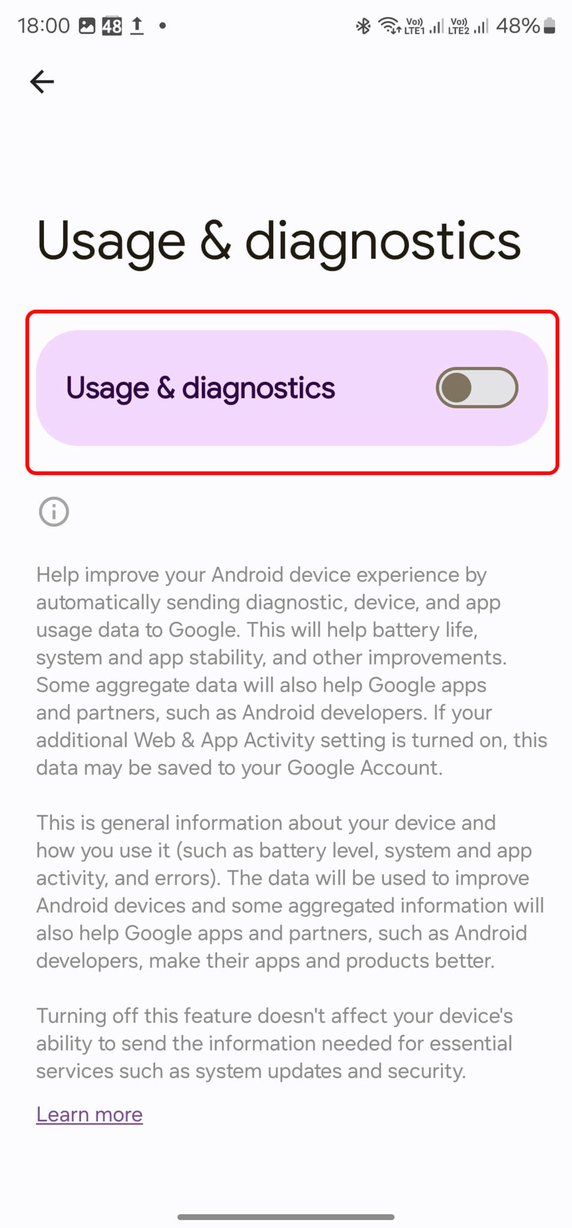 غیر فعال کردن usage and diagnostics