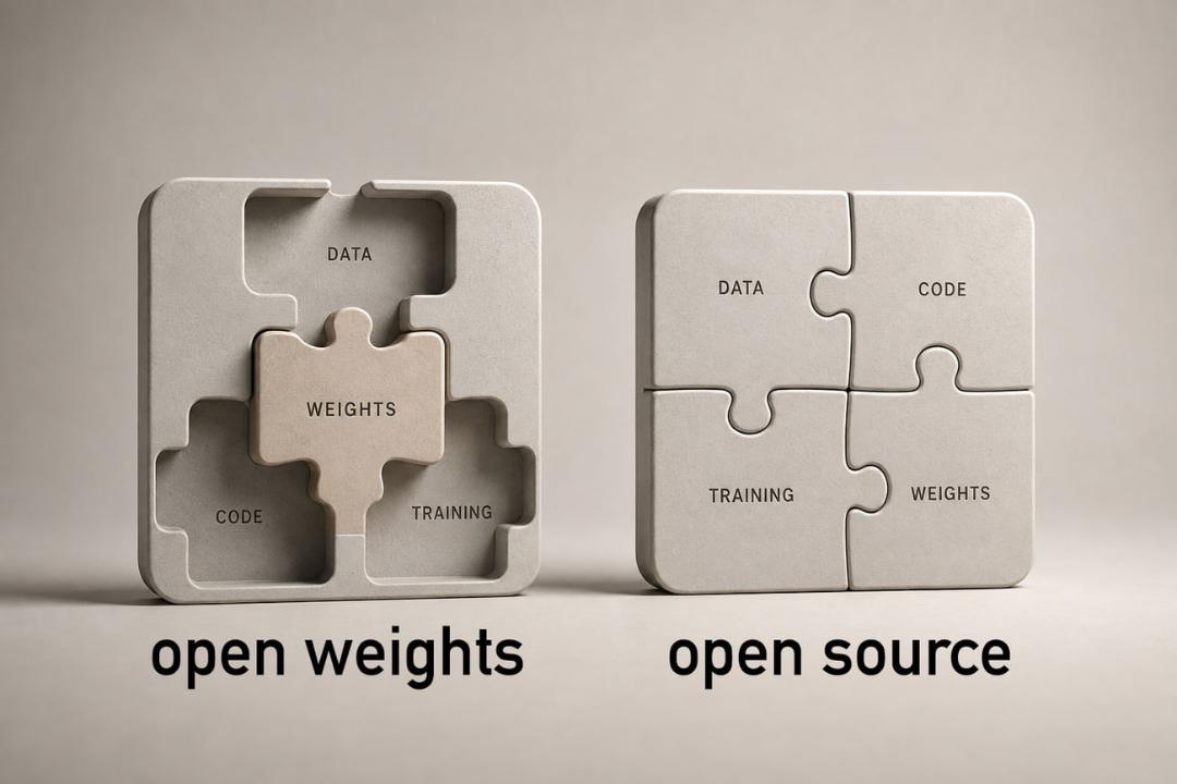 قطعات پازل مدل وزن‌باز (Open Weights) و مدل متن‌باز (Open Source) در کنار هم