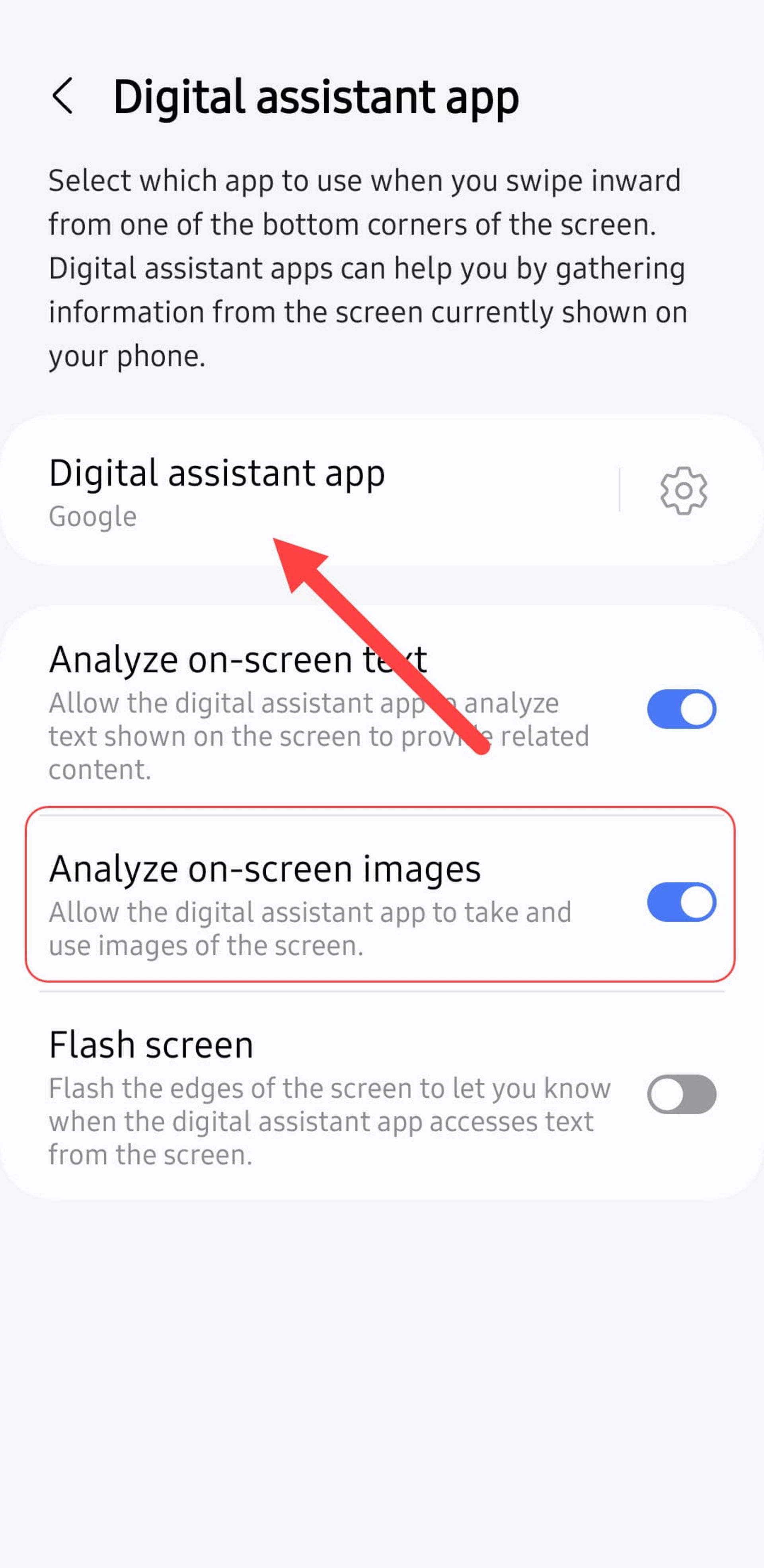 فعال کردن مجوزهای Circle to Search