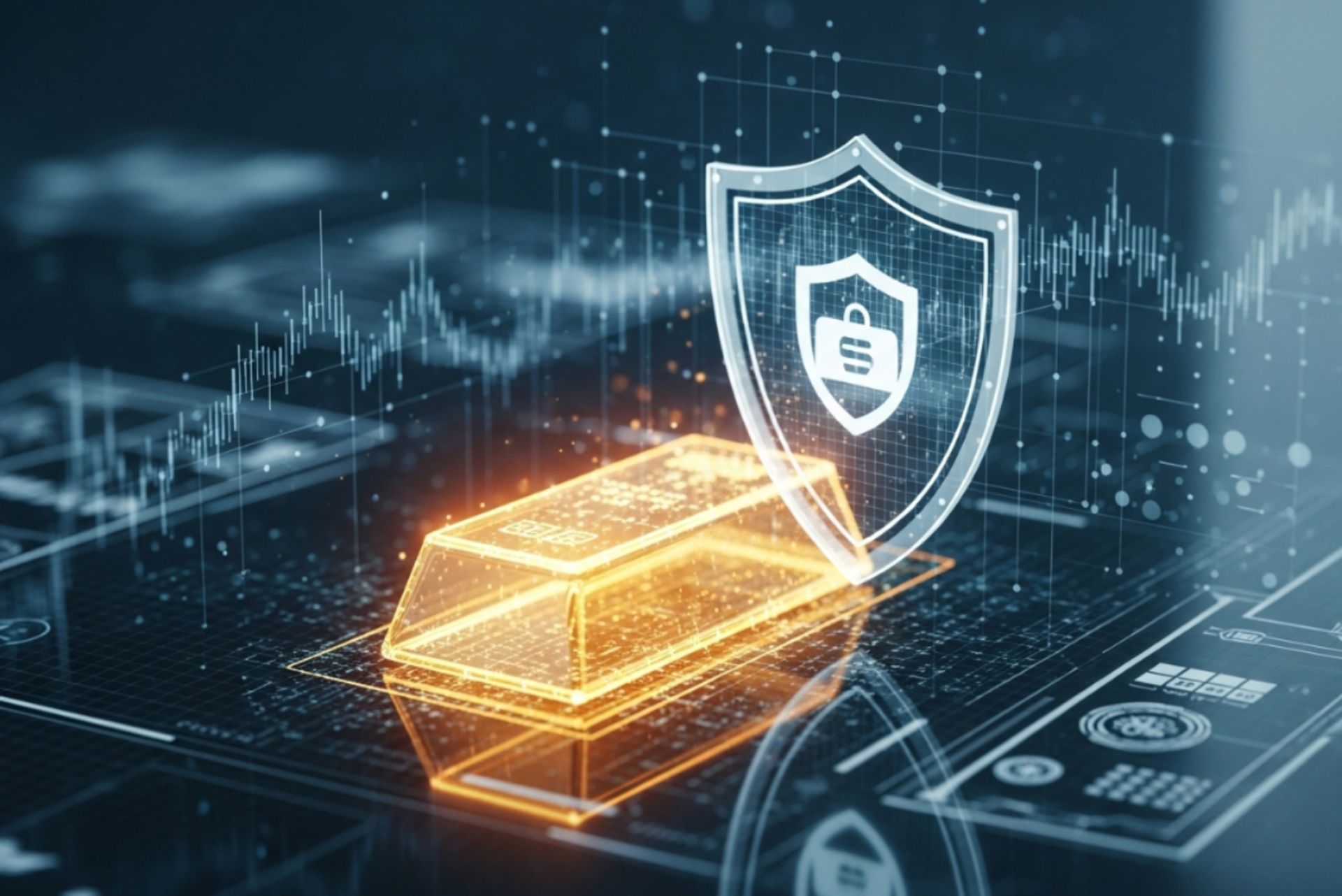 مفهوم امنیت طلای دیجیتال با پوشش بیمه