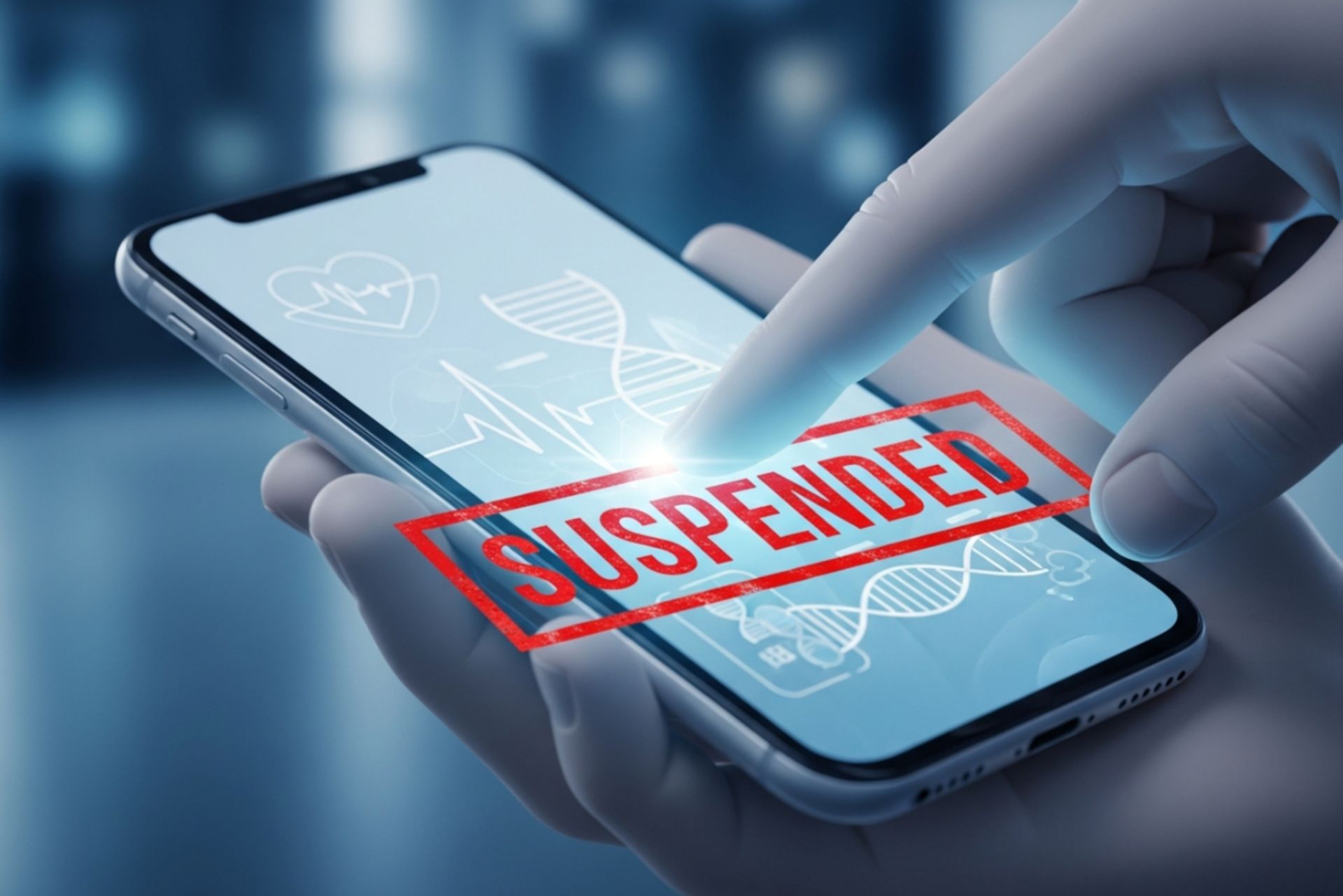 مهر تعلیق بر روی اپلیکیشن سلامت دیجیتال