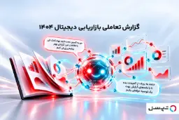 نمودارهای آماری و داده‌های دیجیتال در کنار یک کتاب باز