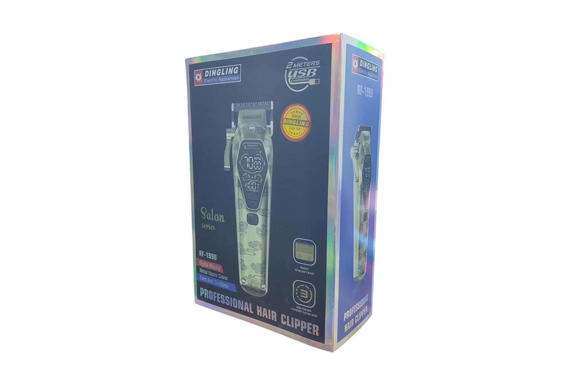 ماشین اصلاح دینگ لینگ Dingling RF-1990 نمای جعبه و بسته بندی