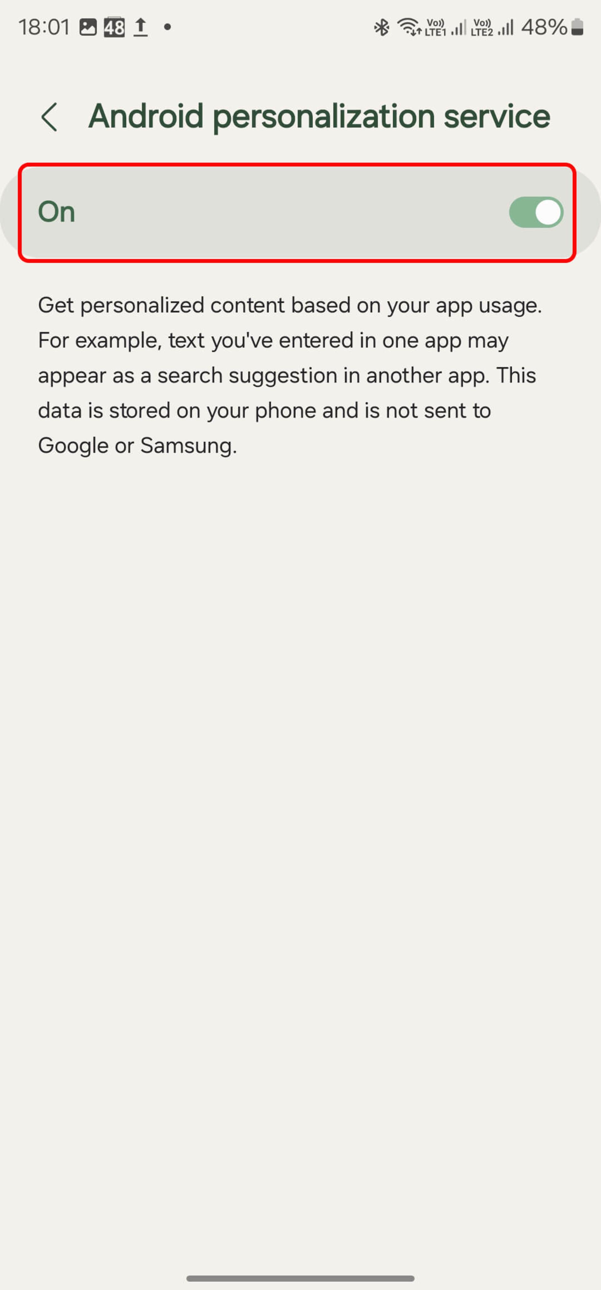 صفحه android personalization service