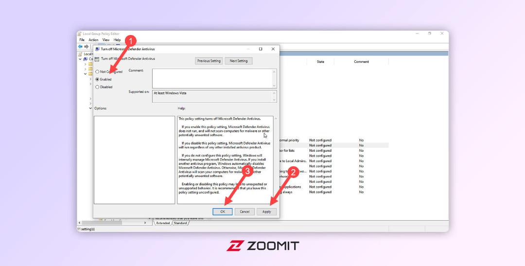 محیط Group Policy Editor در ویندوز ۱۰