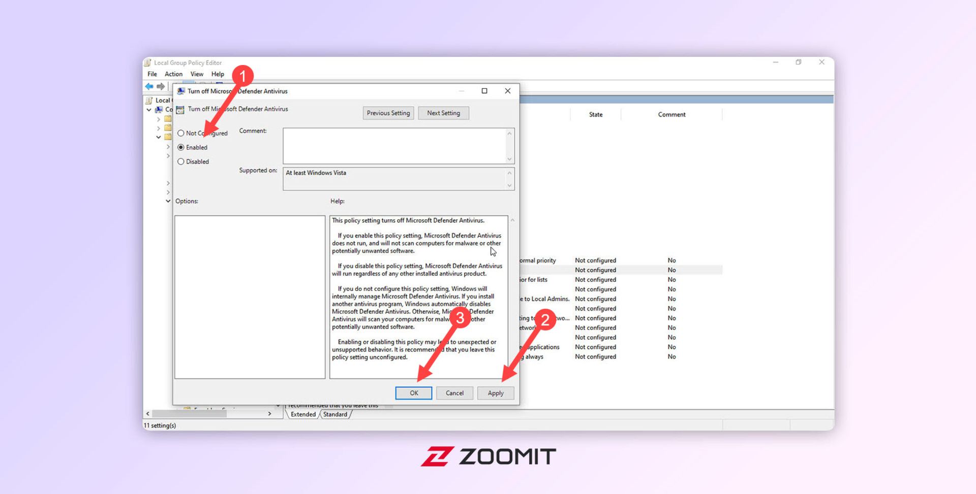 محیط Group Policy Editor در ویندوز ۱۰