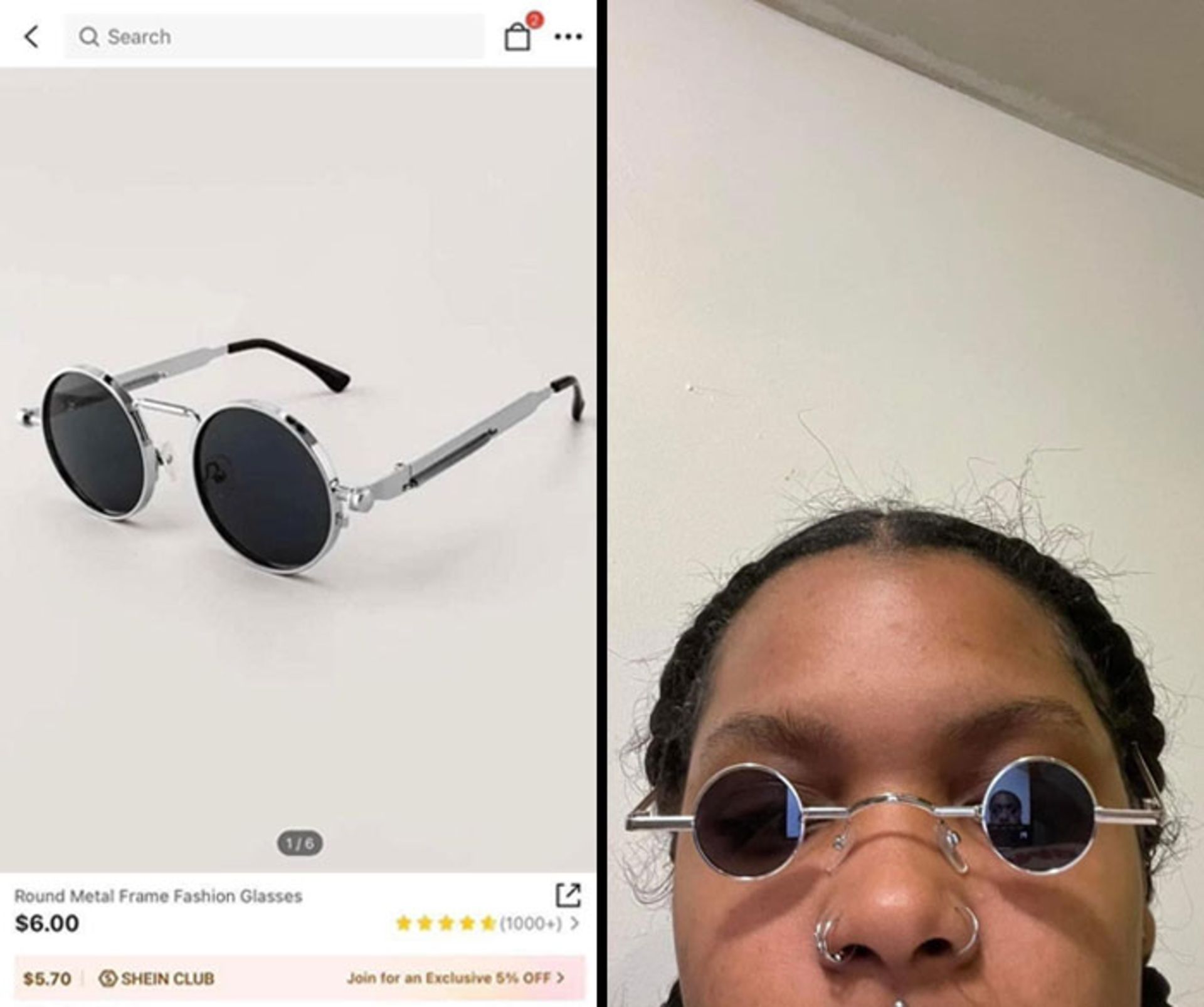 عینک دودی گرد خرید آنلاین ناموفق