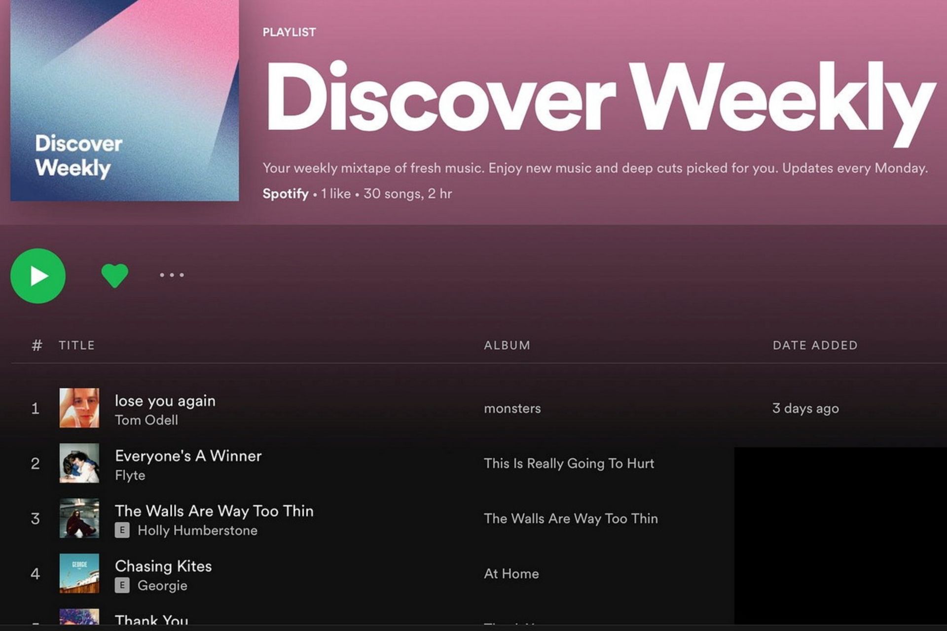 صقحه Discover Weekly اسپاتیفای