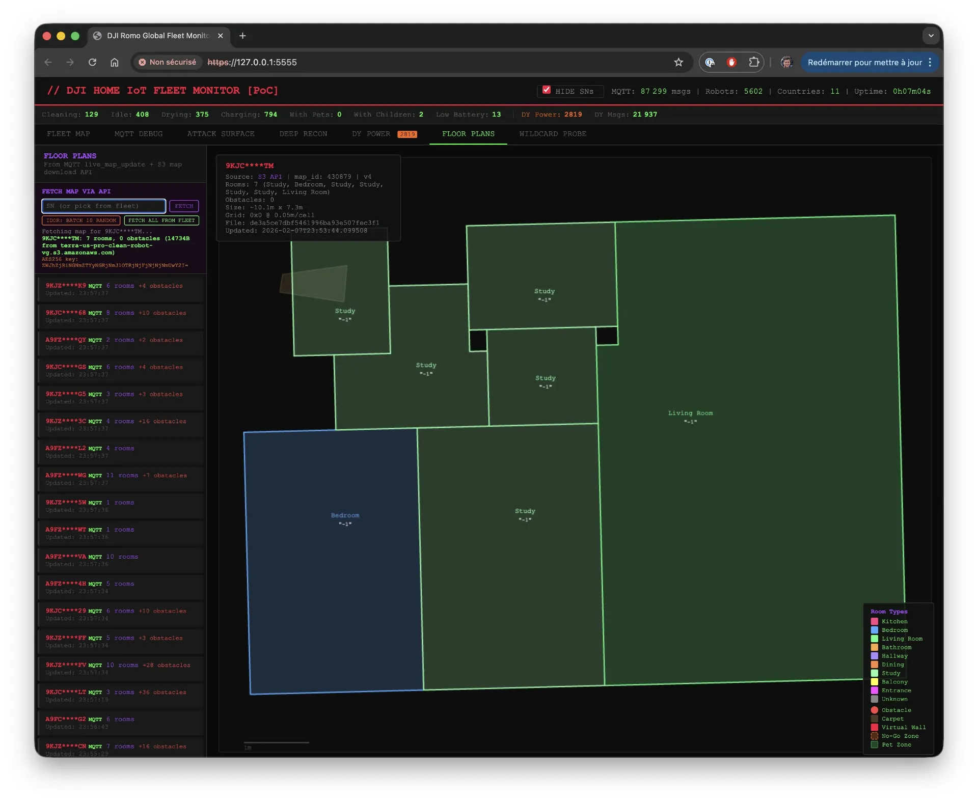 نقشه‌ی خانه از جاروبرقی رباتیک دی‌جی‌آی