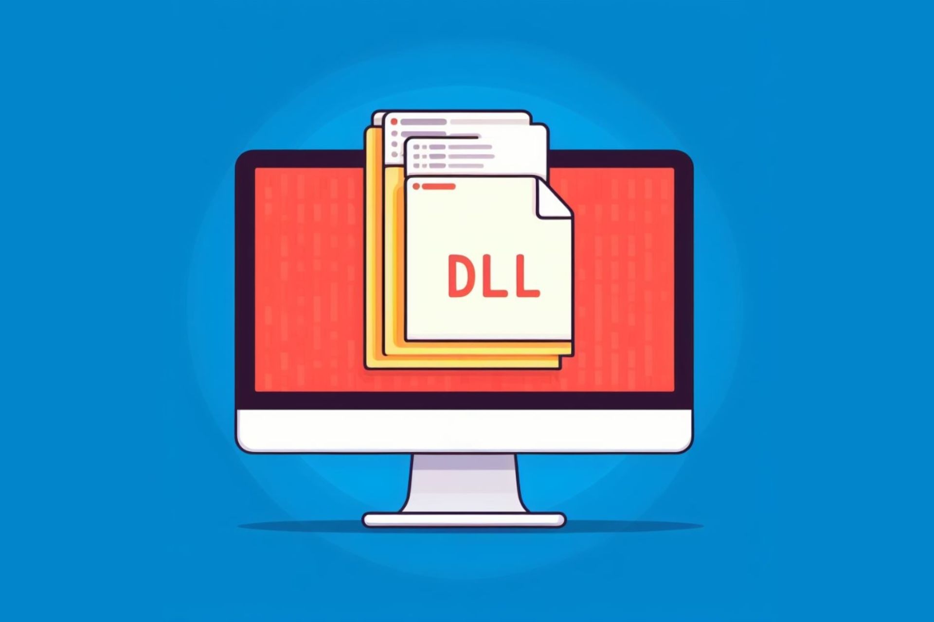 فایل DLL در iMac و پس‌زمینه آبی